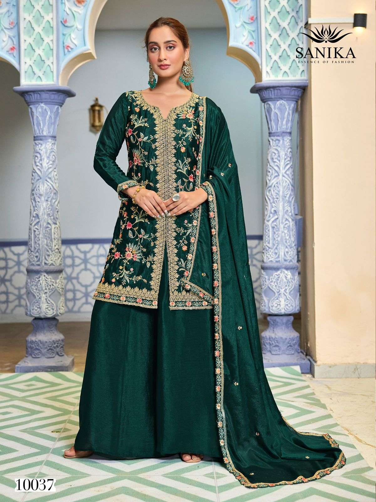 SANIKA FASHION JIYA SILK HEAVY EMBROIDERD DESIGNER WEDDING WEAR LADIES SUIT