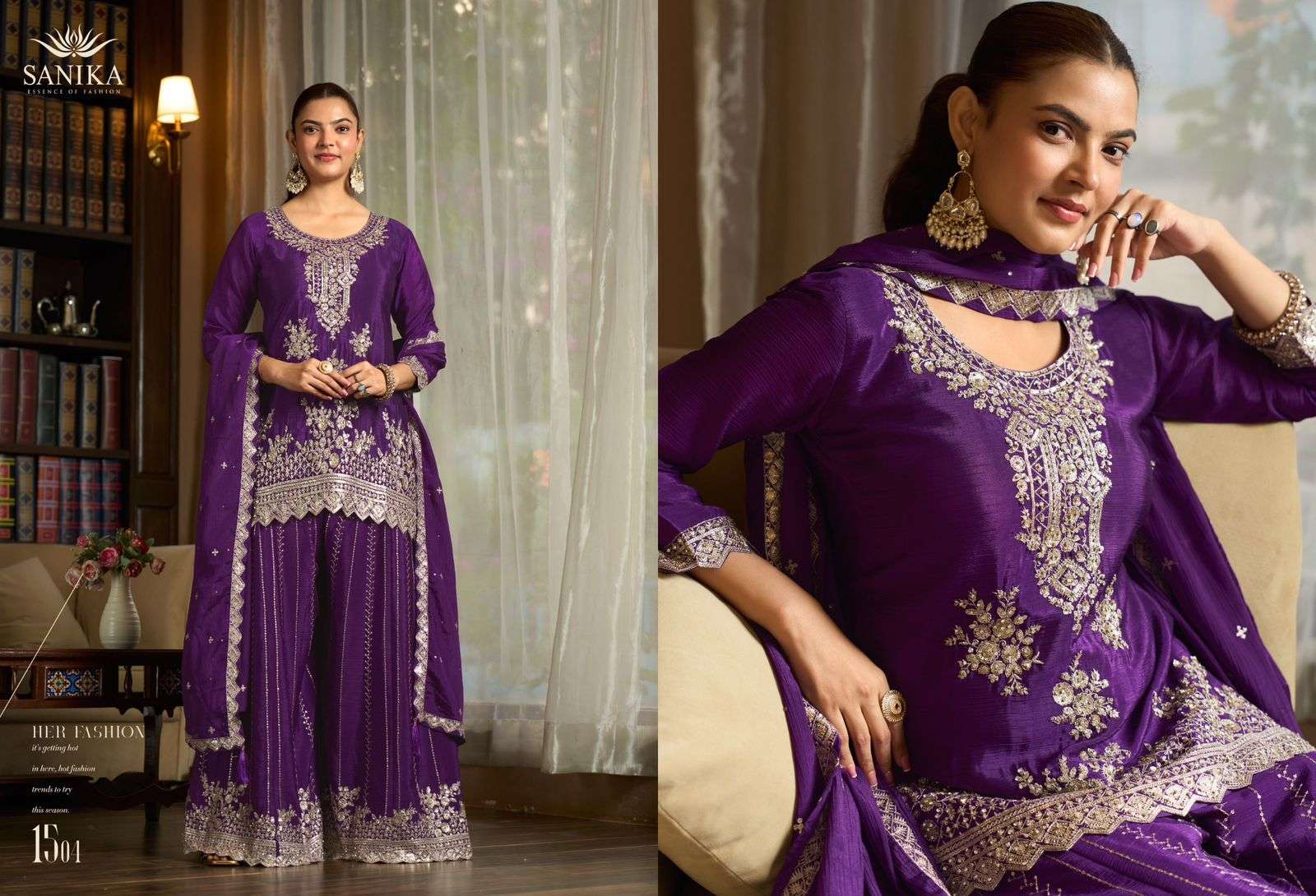 SANIKA FASHION YAARI SILK HEAVY EMBROIDERD DESIGNER WEDDING WEAR LADIES SUIT