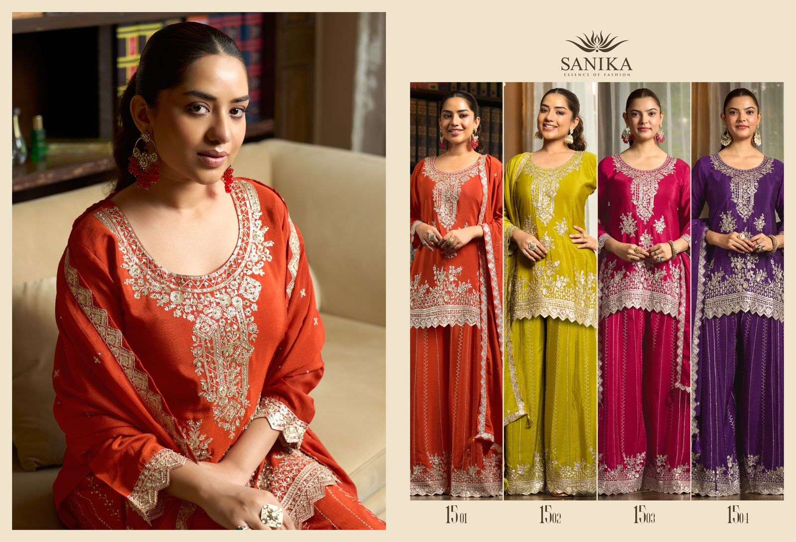 SANIKA FASHION YAARI SILK HEAVY EMBROIDERD DESIGNER WEDDING WEAR LADIES SUIT