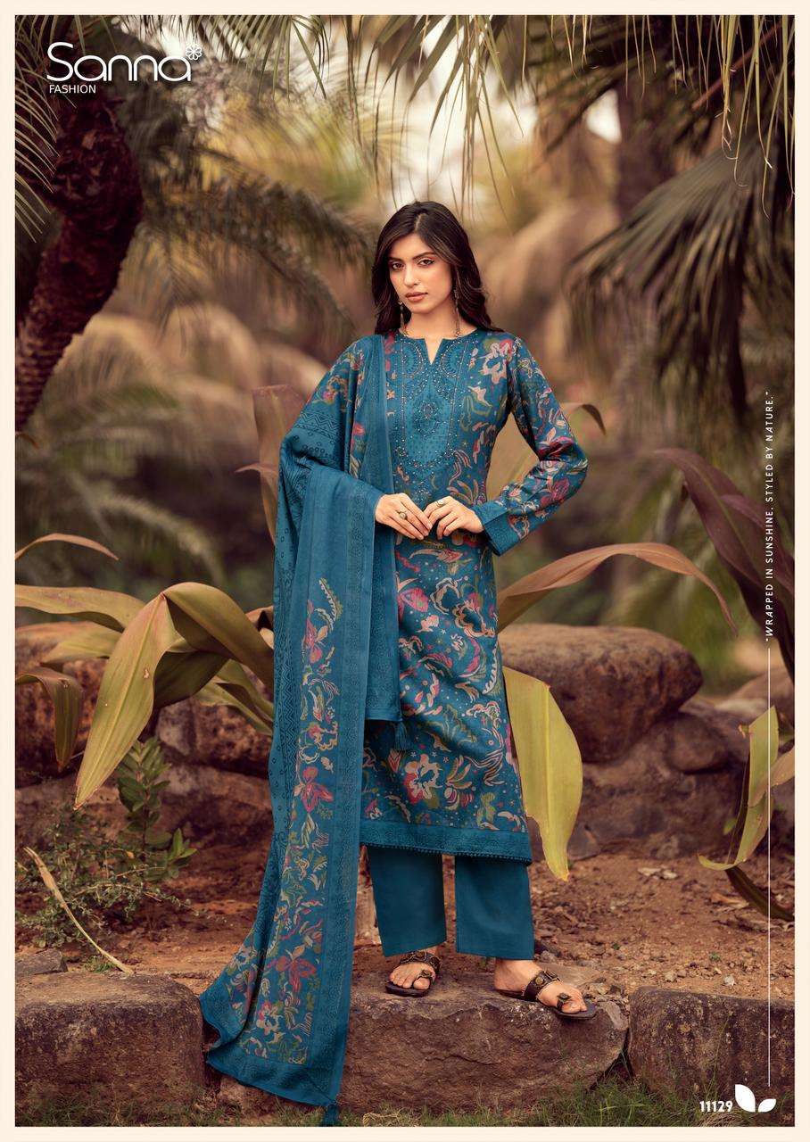 SANNA FASHION LEIF JAM COTTON DIGITAL PRINT WITH FANCY WORK SUIT