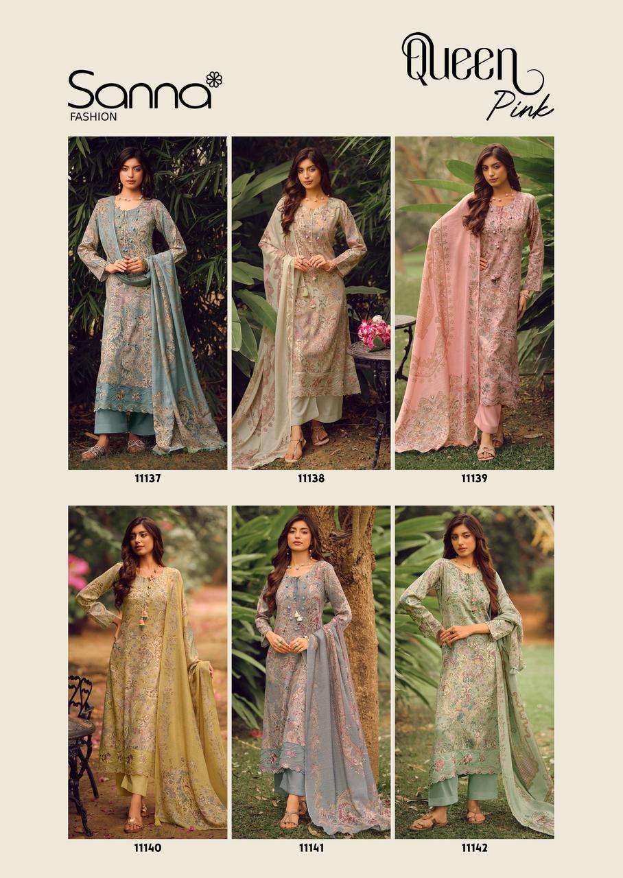 SANNA FASHION QUEEN PINK JAM COTTON DIGITAL PRINTS WITH EMBROIDERY WORK SUIT