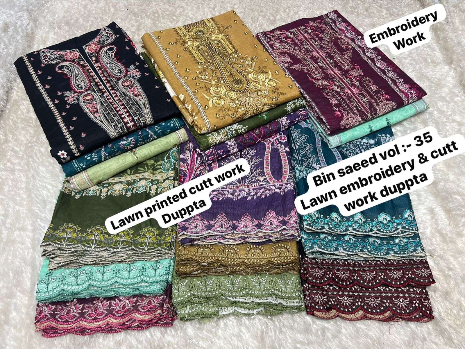 SAPPHIRE BIN SAEED VOL 35 LAWN COTTON EMBROIDERY WORK SALWAR KAMEEZ 