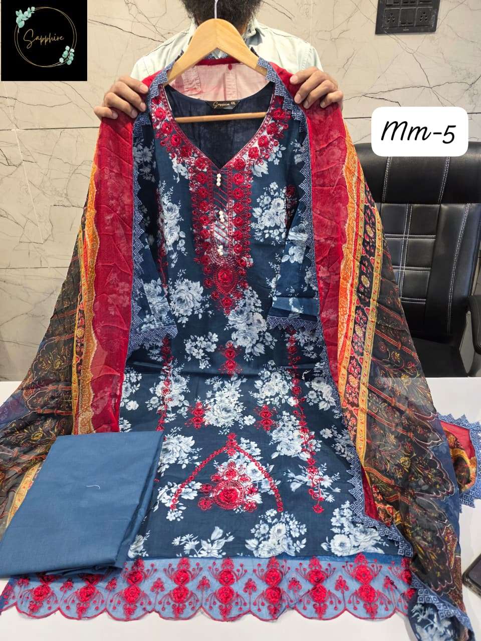 SAPPHIRE JAZMIN MAUSAMMURRY VOL 5 COTTON EMBROIDERY DESIGNER READY MADE PAKISTANI SUIT