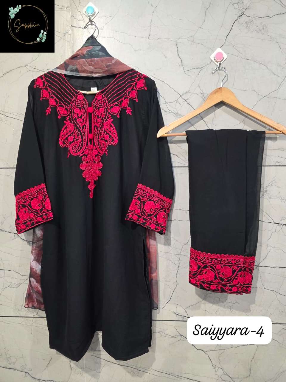 SAPPHIRE JAZMIN SAIYYARA VOL 4 GEORGETTE EMBROIDERY DESIGNER READYMADE PAKISTANI SUIT