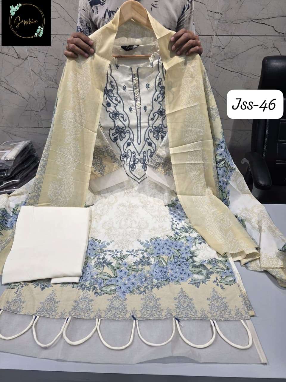 SAPPHIRE JAZMIN SS VOL 46 LAWN COTTON EMBROIDERY DESIGNER PAKISTANI SALWAR KAMEEZ 