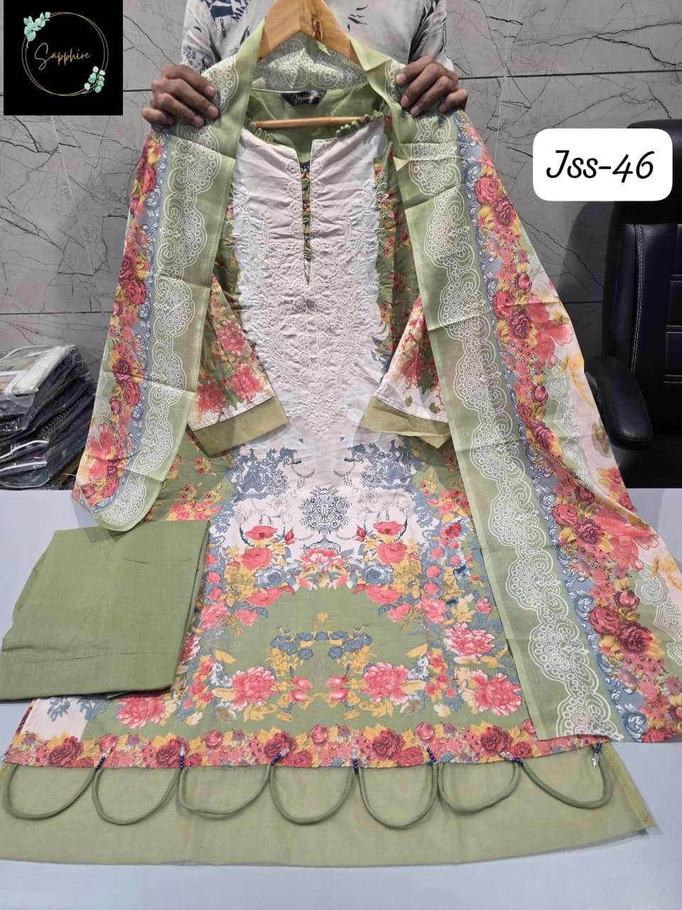 SAPPHIRE JAZMIN SS VOL 46 LAWN COTTON EMBROIDERY DESIGNER PAKISTANI SALWAR KAMEEZ 