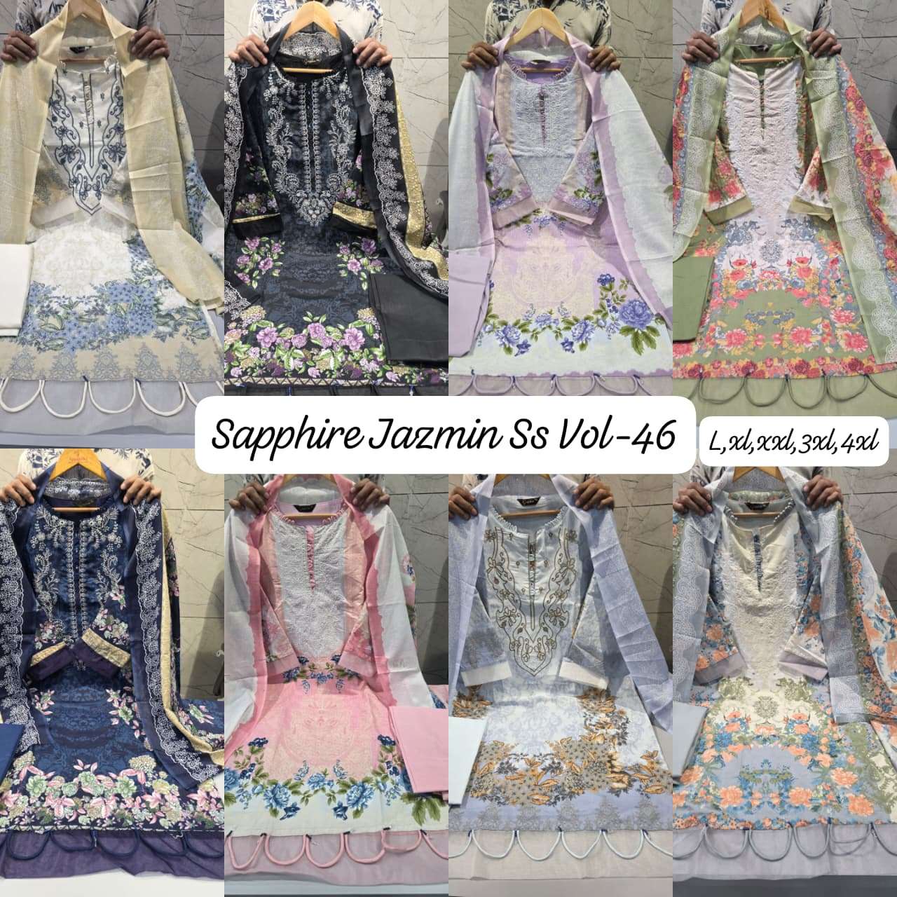 SAPPHIRE JAZMIN SS VOL 46 LAWN COTTON EMBROIDERY DESIGNER PAKISTANI SALWAR KAMEEZ 