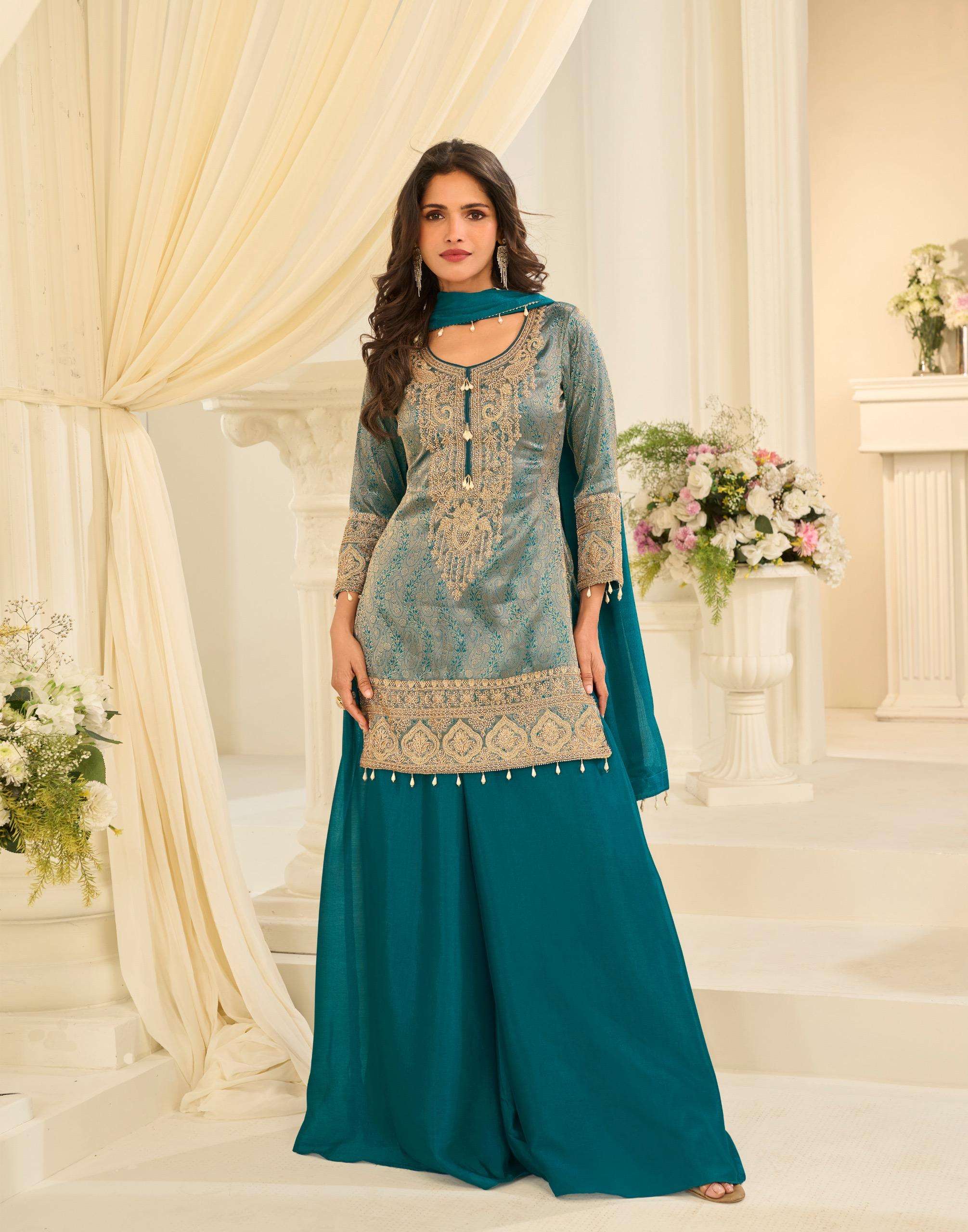 SAYURI DESIGNER JACQUARD BEADS COLLECTION VISCOSE HEAVY DESIGNER WEDDING WEAR SUIT