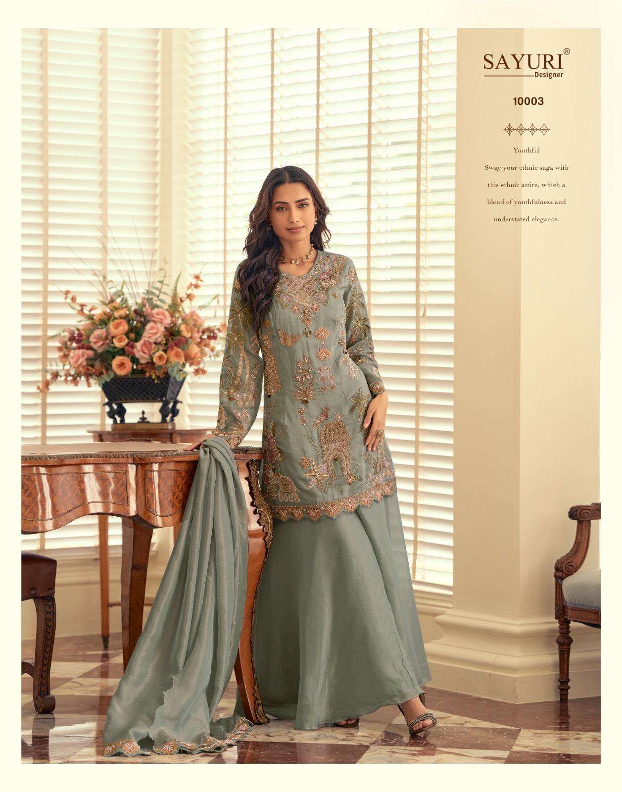 SAYURI DESIGNER KETKI SILK HEAVY EMBROIDERD DESIGNER WEDDING WEAR LADIES SUIT
