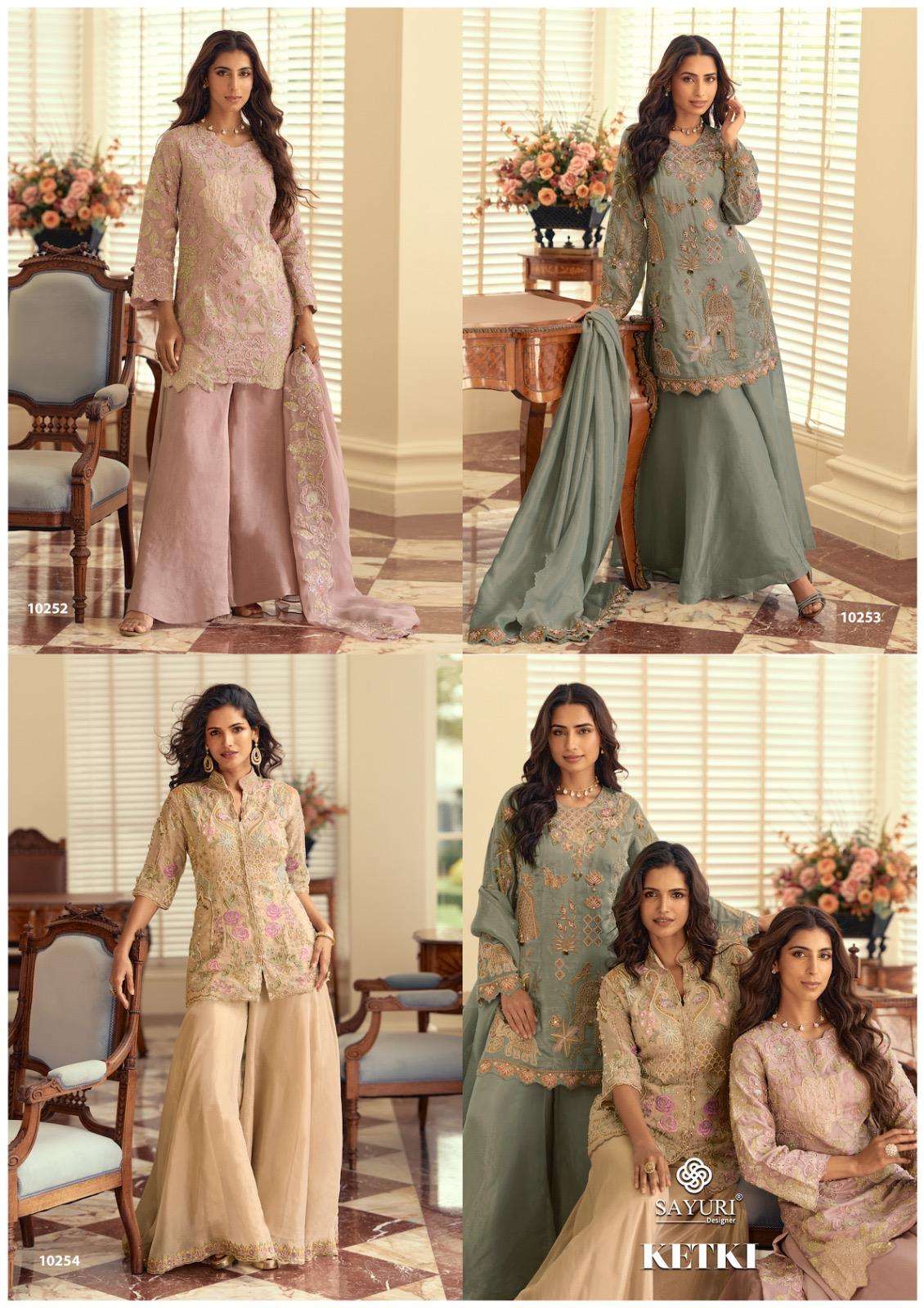 SAYURI DESIGNER KETKI SILK HEAVY EMBROIDERD DESIGNER WEDDING WEAR LADIES SUIT