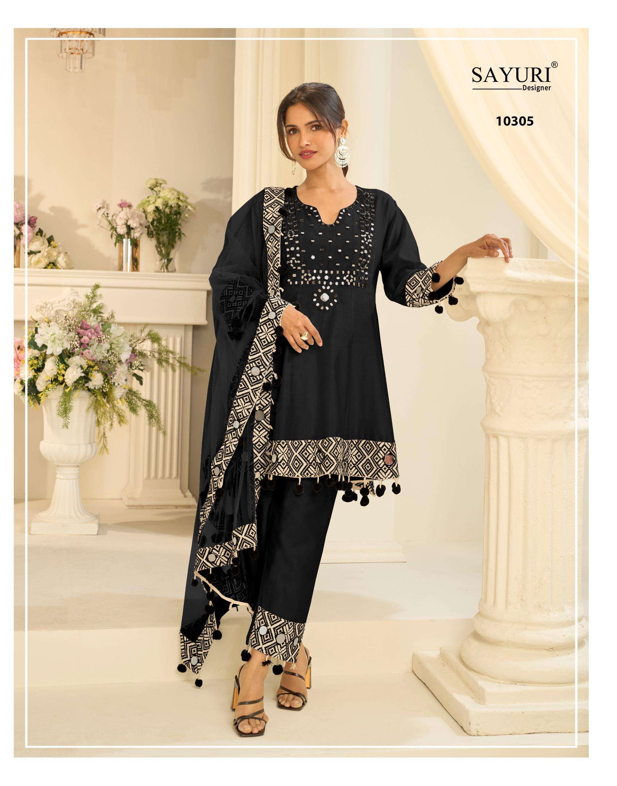SAYURI DESIGNER MIRROR COLLECTION SILK HEAVY EMBROIDERD DESIGNER FESTIVE WEAR LADIES SUIT