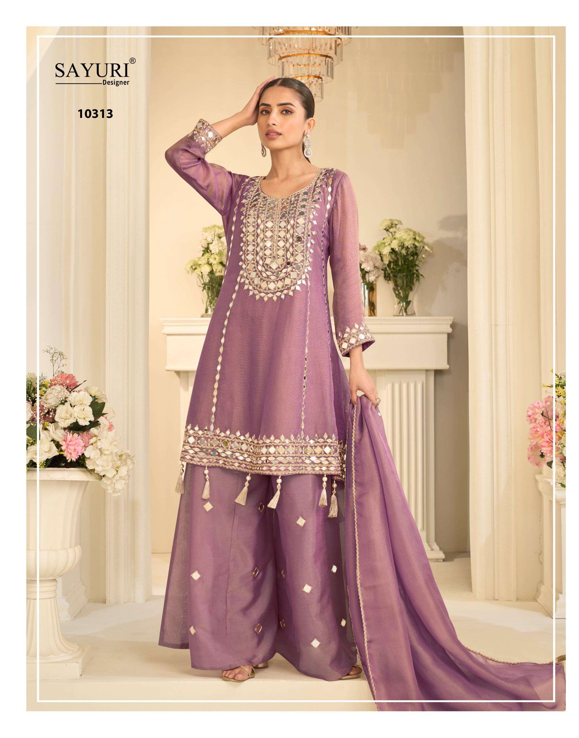 SAYURI DESIGNER MIRROR COLLECTION SILK HEAVY EMBROIDERD DESIGNER FESTIVE WEAR LADIES SUIT