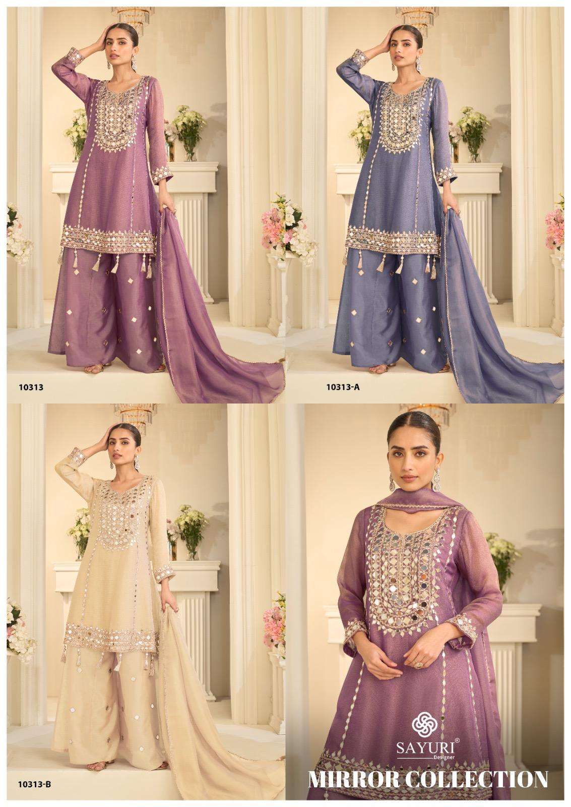 SAYURI DESIGNER MIRROR COLLECTION SILK HEAVY EMBROIDERD DESIGNER FESTIVE WEAR LADIES SUIT