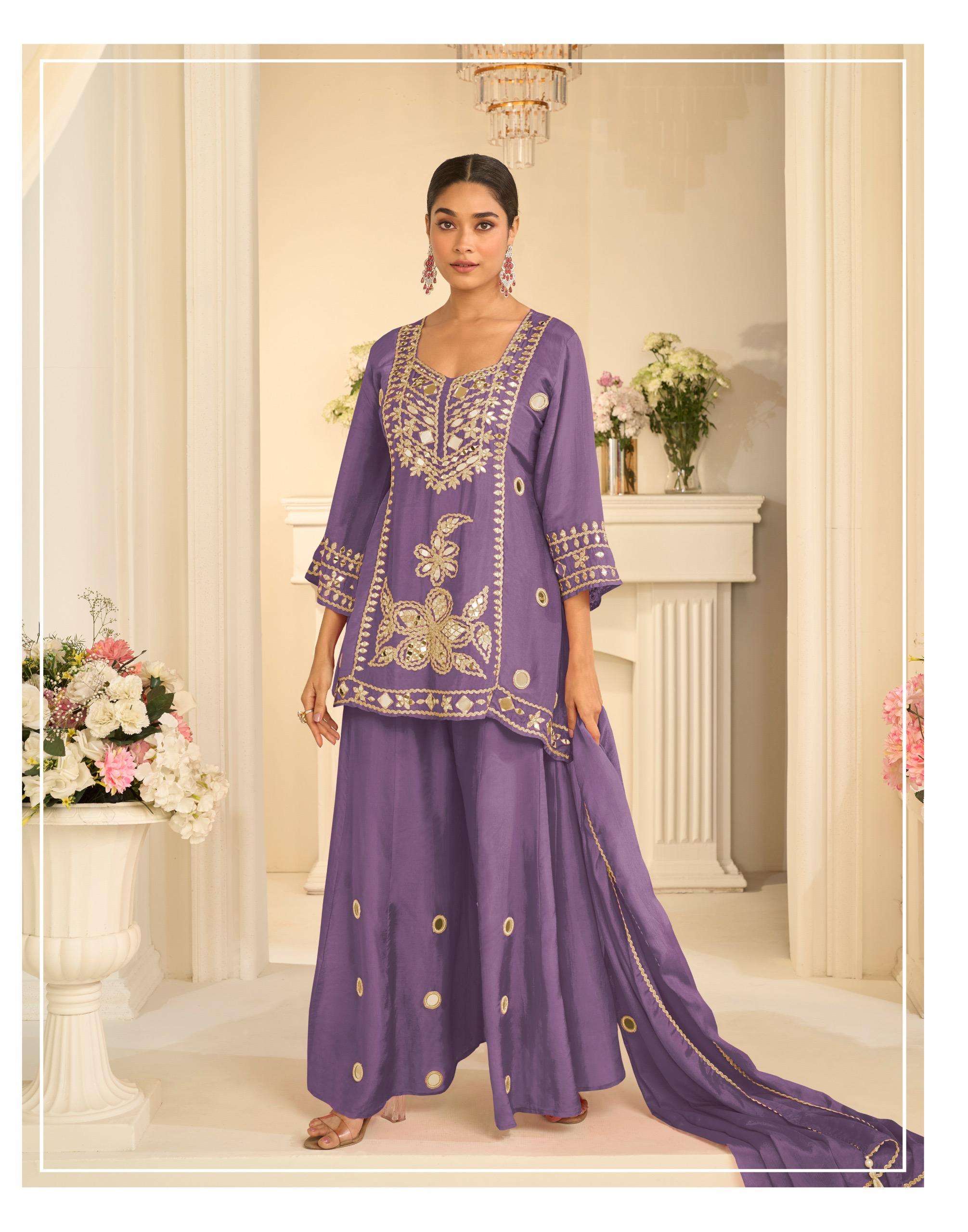 SAYURI DESIGNER MIRROR COLLECTION SILK HEAVY EMBROIDERD DESIGNER FESTIVE WEAR LADIES SUIT