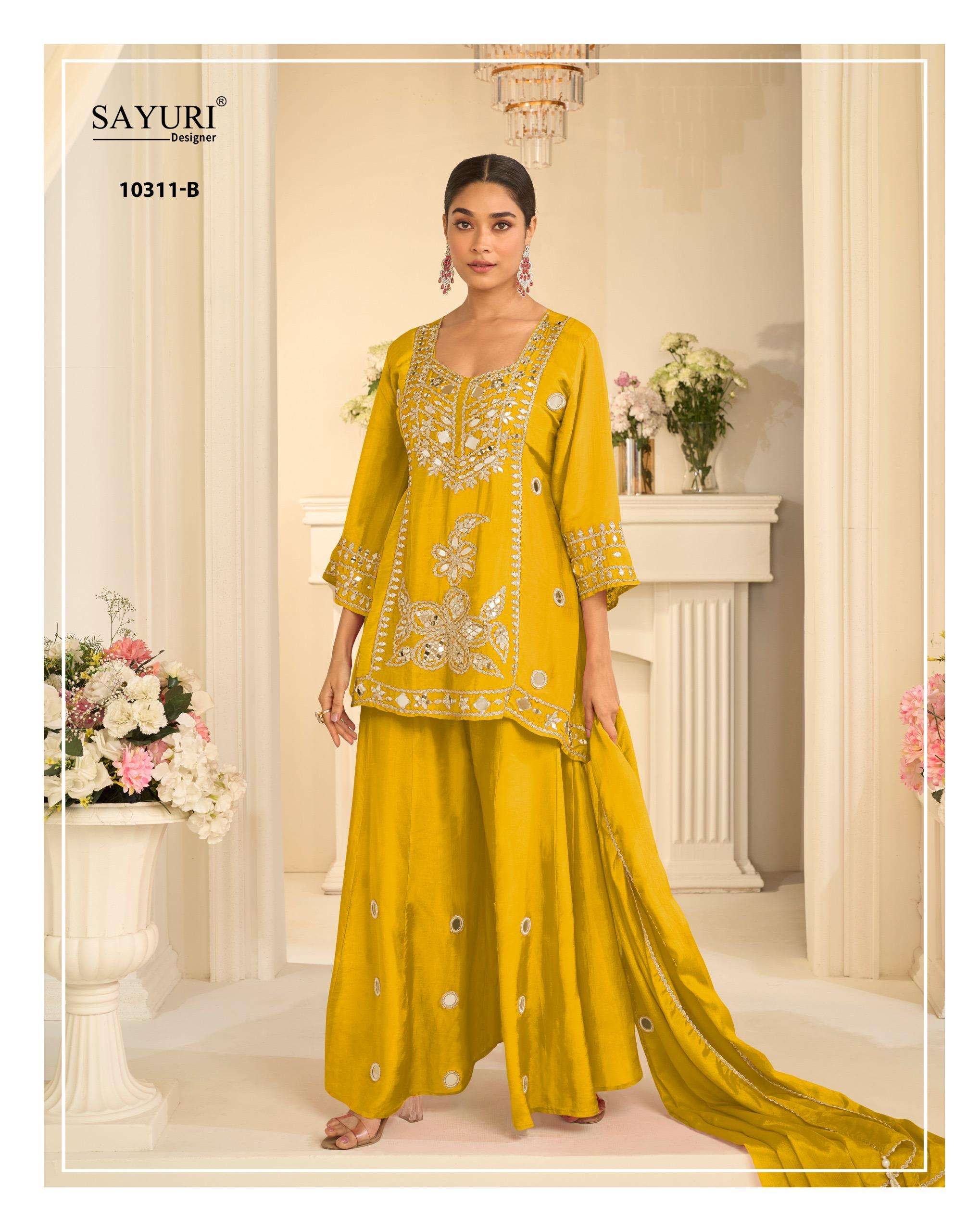 SAYURI DESIGNER MIRROR COLLECTION SILK HEAVY EMBROIDERD DESIGNER FESTIVE WEAR LADIES SUIT