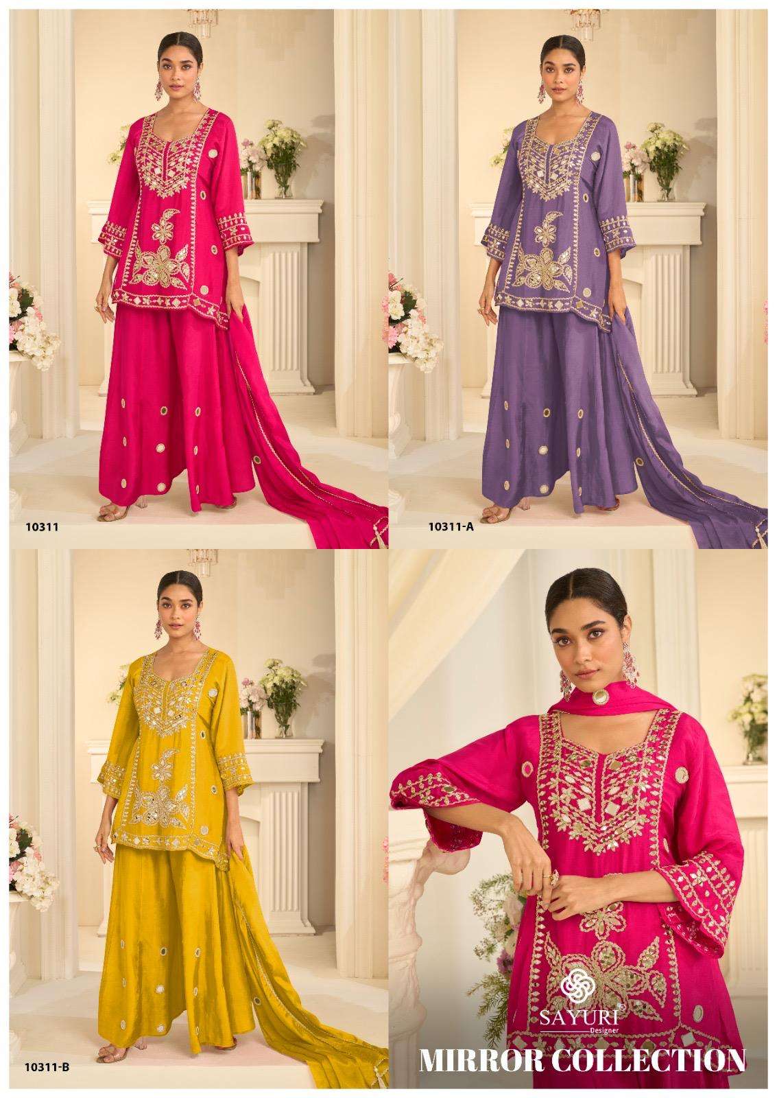 SAYURI DESIGNER MIRROR COLLECTION SILK HEAVY EMBROIDERD DESIGNER FESTIVE WEAR LADIES SUIT