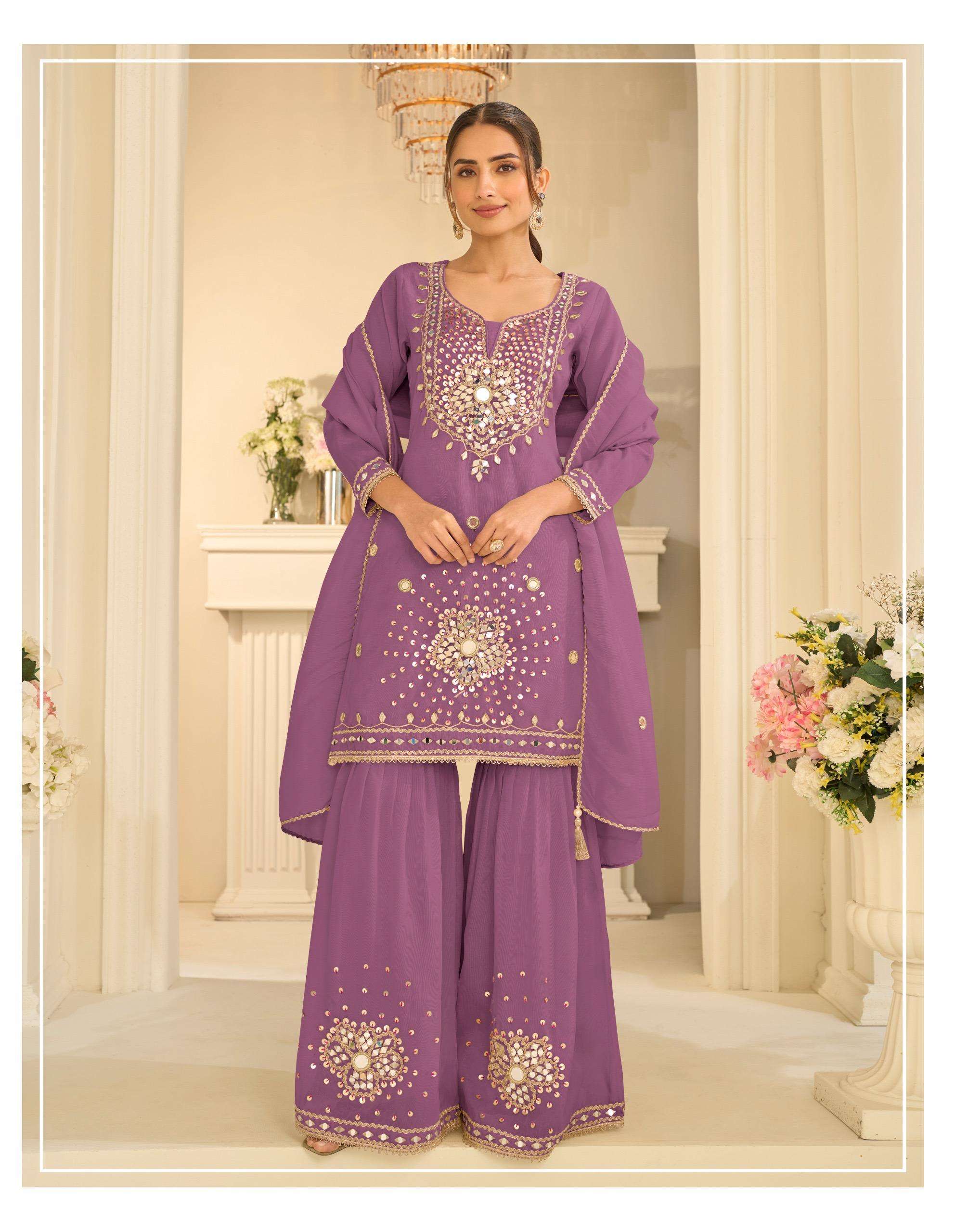 SAYURI DESIGNER MIRROR COLLECTION SILK HEAVY EMBROIDERD DESIGNER FESTIVE WEAR LADIES SUIT
