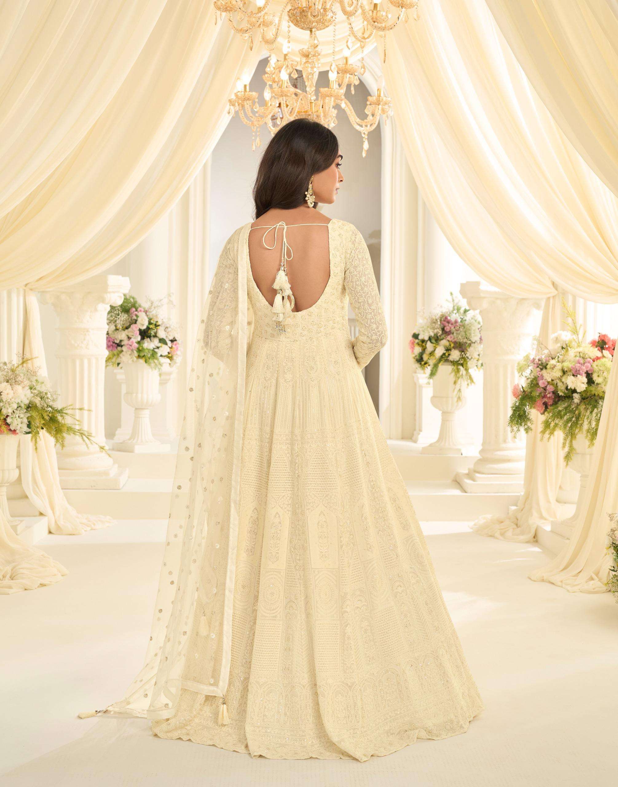 SAYURI DESIGNER SHABINA GEORGETTE HEAVY LUCKNOWI DESIGNER WORK PARTY WEAR LADIES SUIT