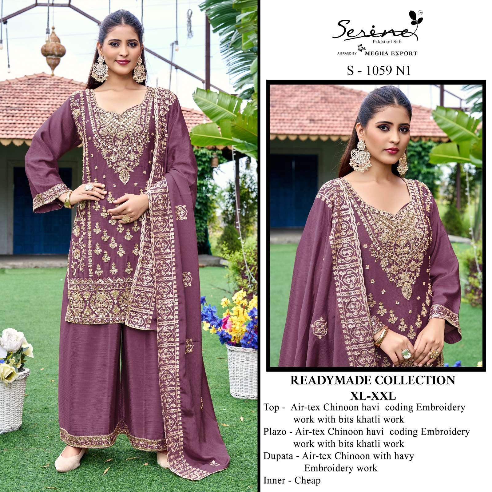 SERINE S 1059 CHINON HEAVY EMBROIDERY DESIGNER FESTIVE WEAR PAKISTANI SUIT