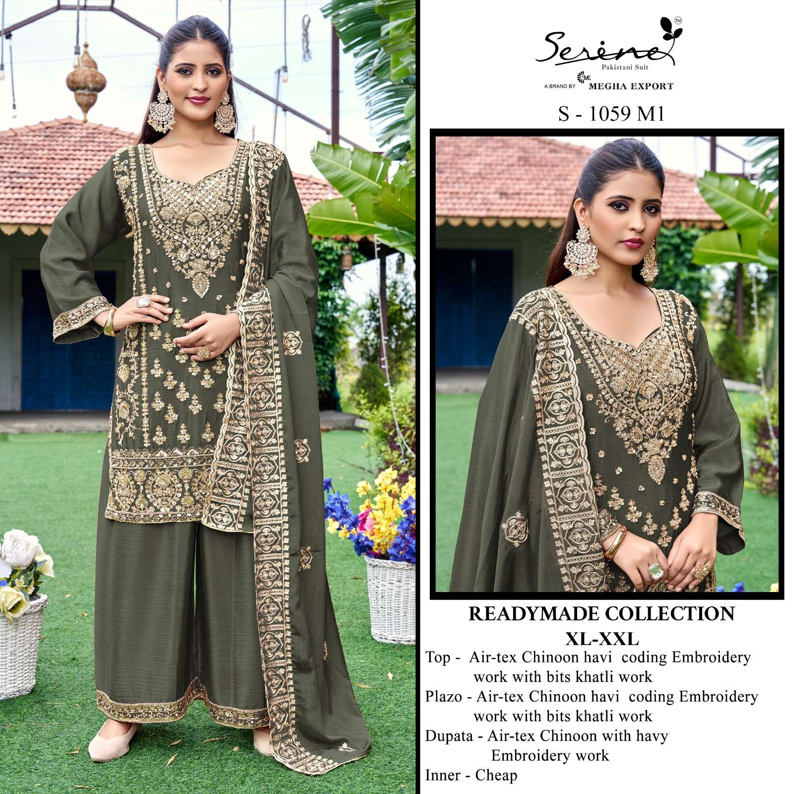 SERINE S 1059 CHINON HEAVY EMBROIDERY DESIGNER FESTIVE WEAR PAKISTANI SUIT