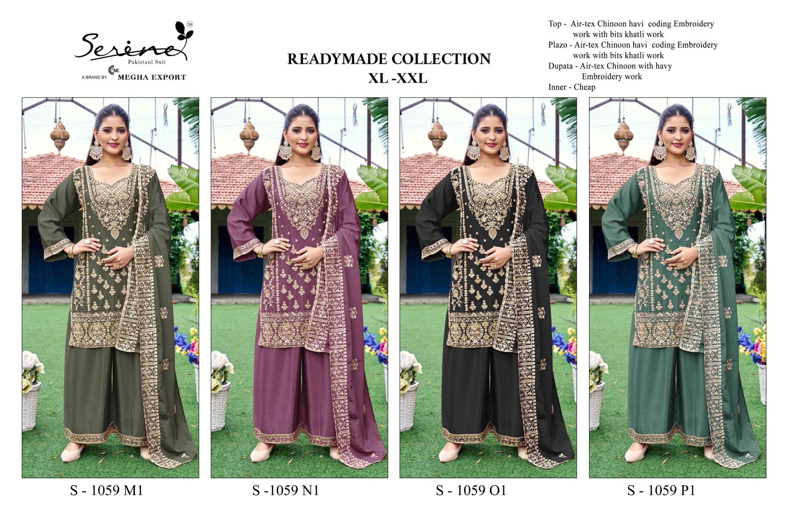 SERINE S 1059 CHINON HEAVY EMBROIDERY DESIGNER FESTIVE WEAR PAKISTANI SUIT