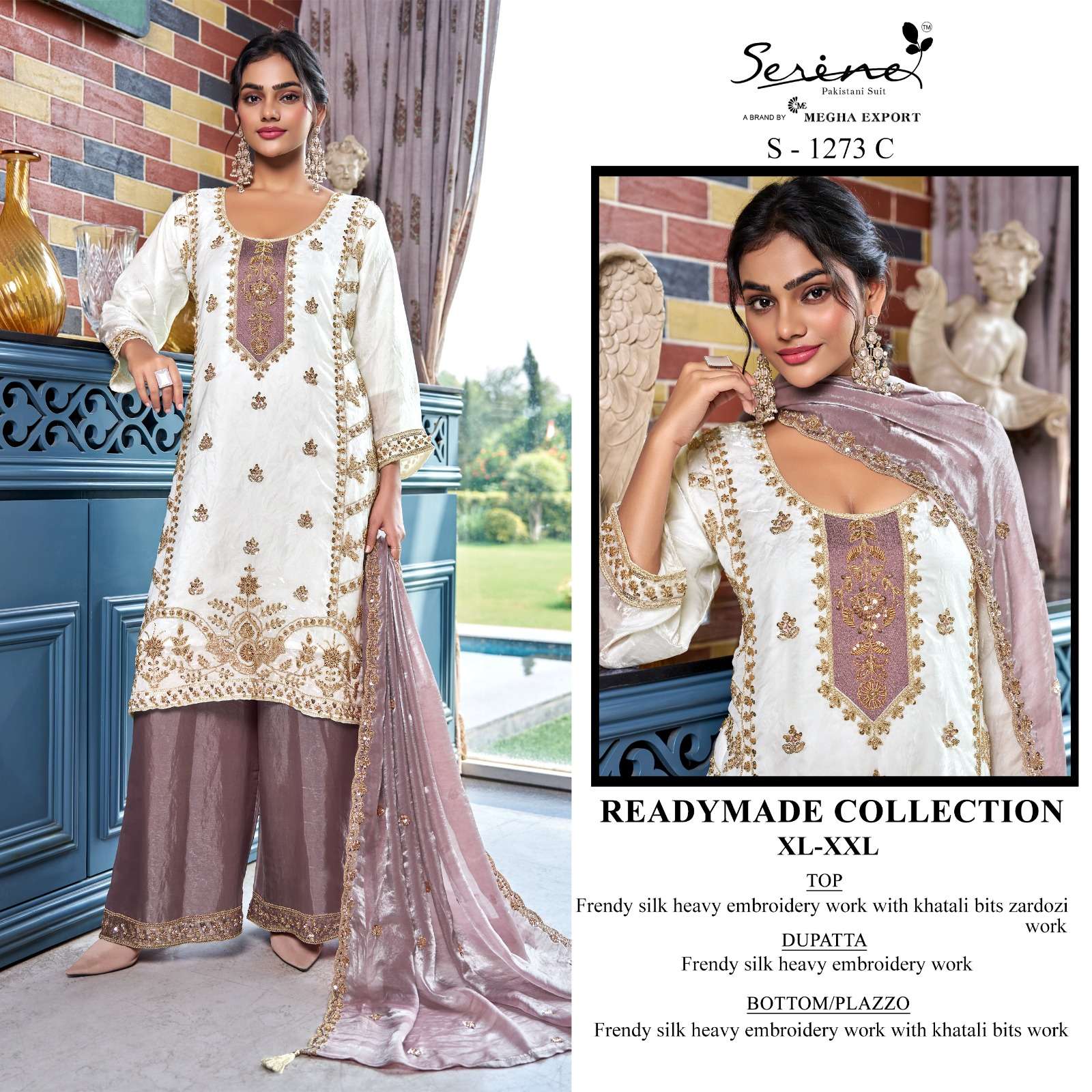 SERINE S 1273 SILK HEAVY EMBROIDERY DESIGNER WEDDING WEAR PAKISTANI SUIT