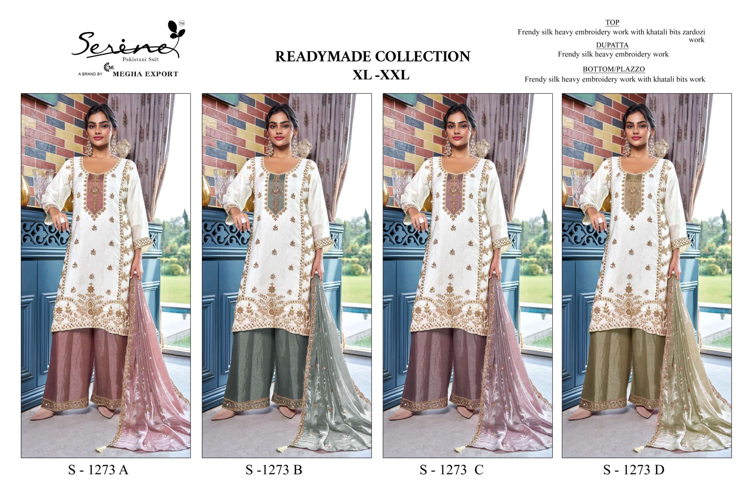 SERINE S 1273 SILK HEAVY EMBROIDERY DESIGNER WEDDING WEAR PAKISTANI SUIT