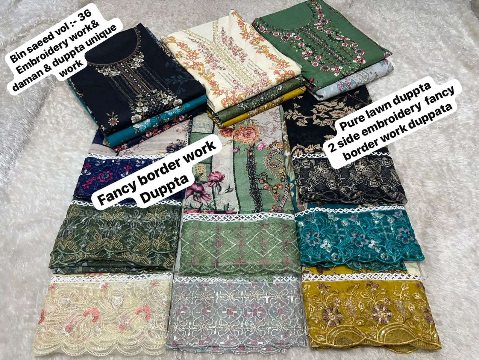 SF BIN SAEED VOL 36 LAWN COTTON FANCY WORK SALWAR KAMEEZ