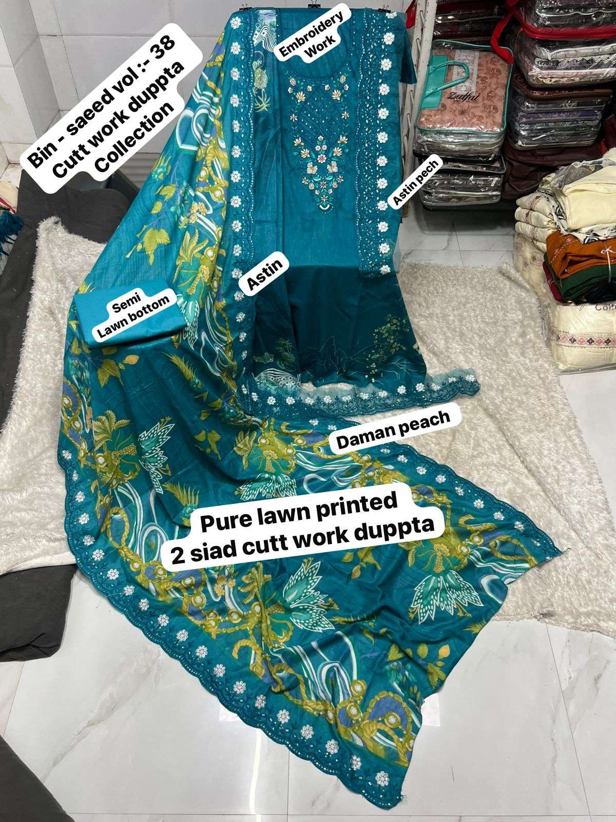 SF BIN SAEED VOL 38 LAWN COTTON FANCY WORK SALWAR KAMEEZ