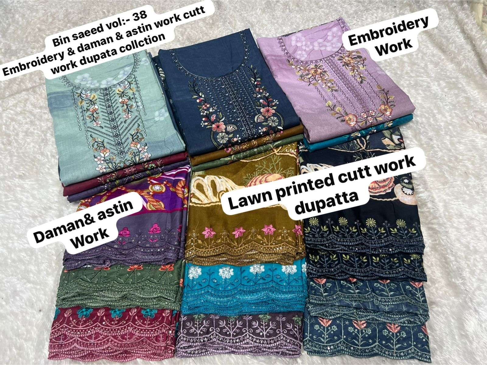 SF BIN SAEED VOL 38 LAWN COTTON FANCY WORK SALWAR KAMEEZ