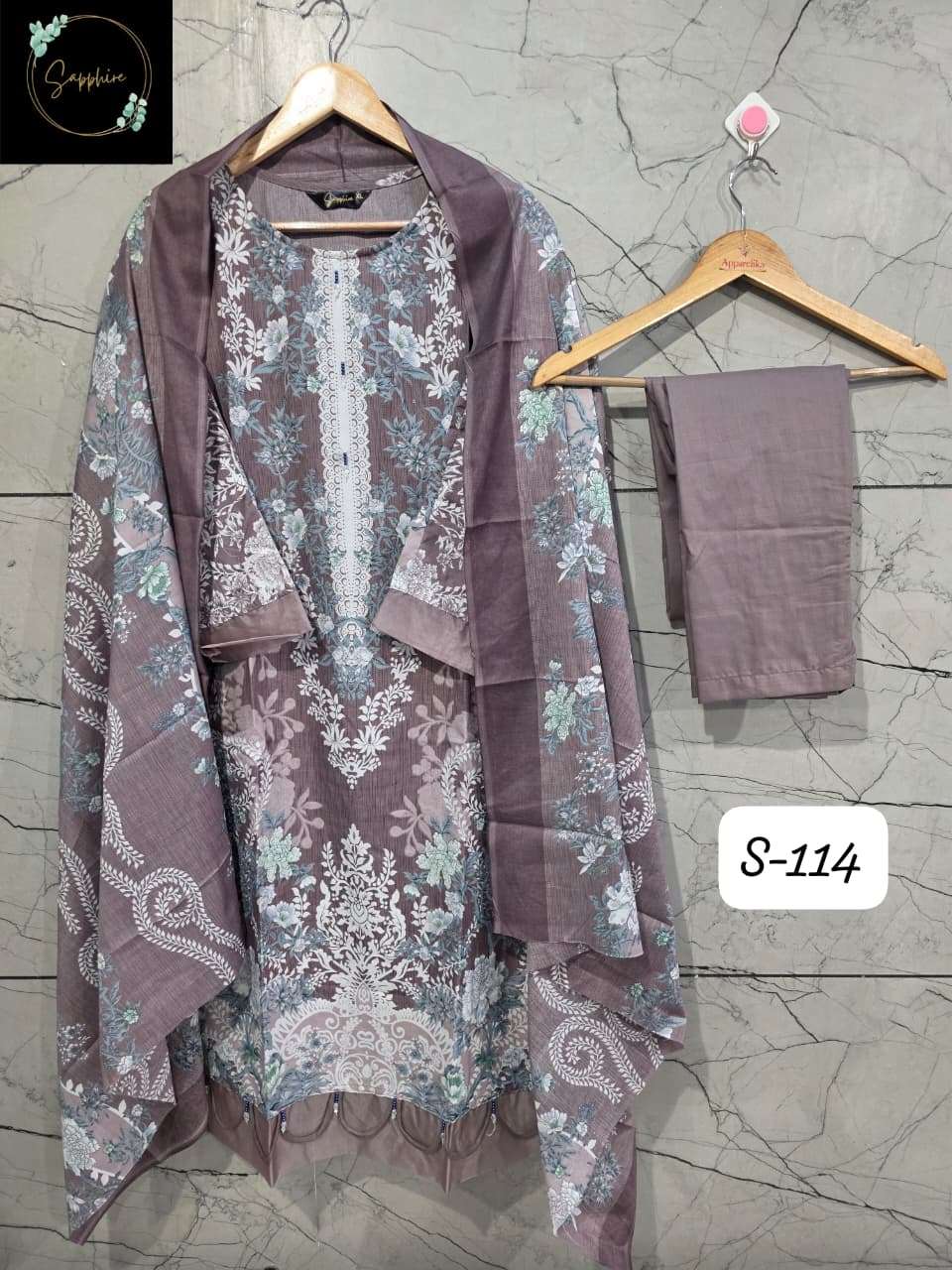 SF SAPPHIRE READYMADE COLLECTION S 114 LAWN COTTON FANCY WORK SALWAR KAMEEZ 