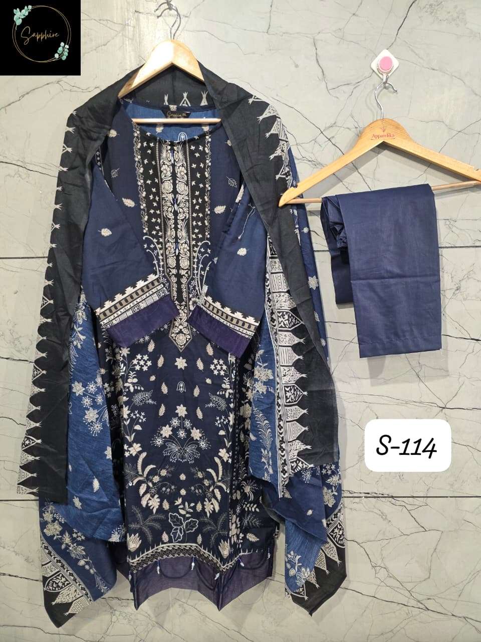 SF SAPPHIRE READYMADE COLLECTION S 114 LAWN COTTON FANCY WORK SALWAR KAMEEZ 