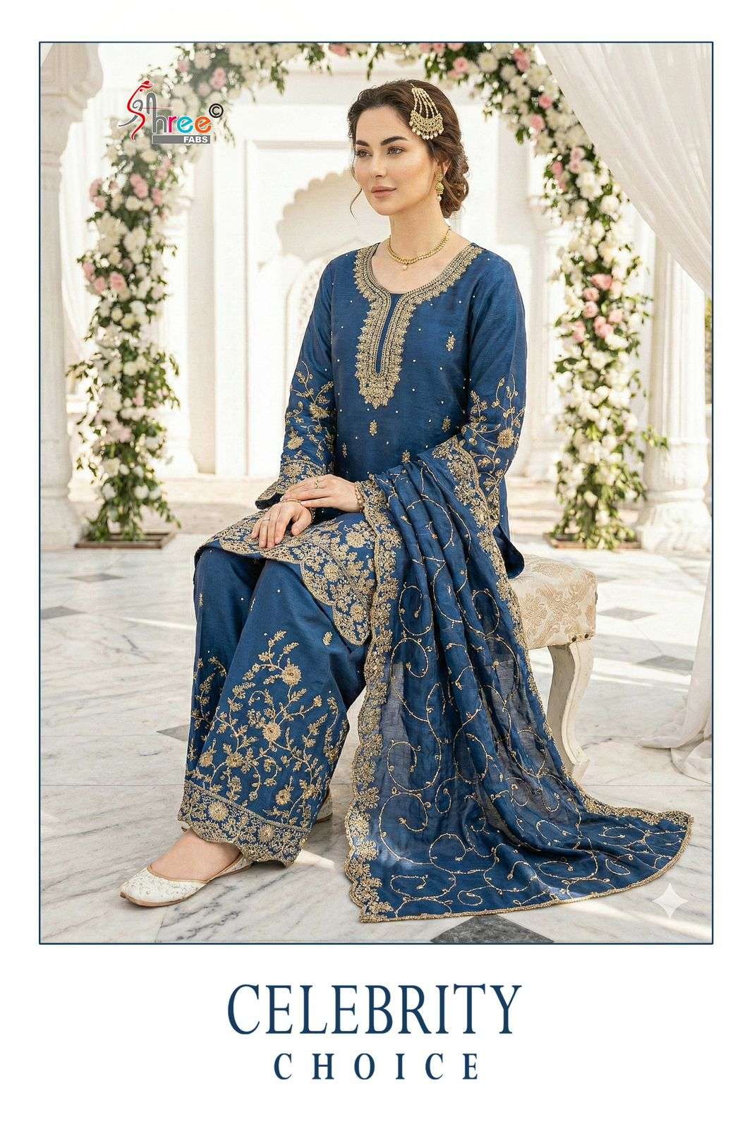 SHREE FABS CELEBRITY CHOICE SR 2413 SILK HEAVY EMBROIDERD DESIGNER WEDDING WEAR PAKISTANI SUIT