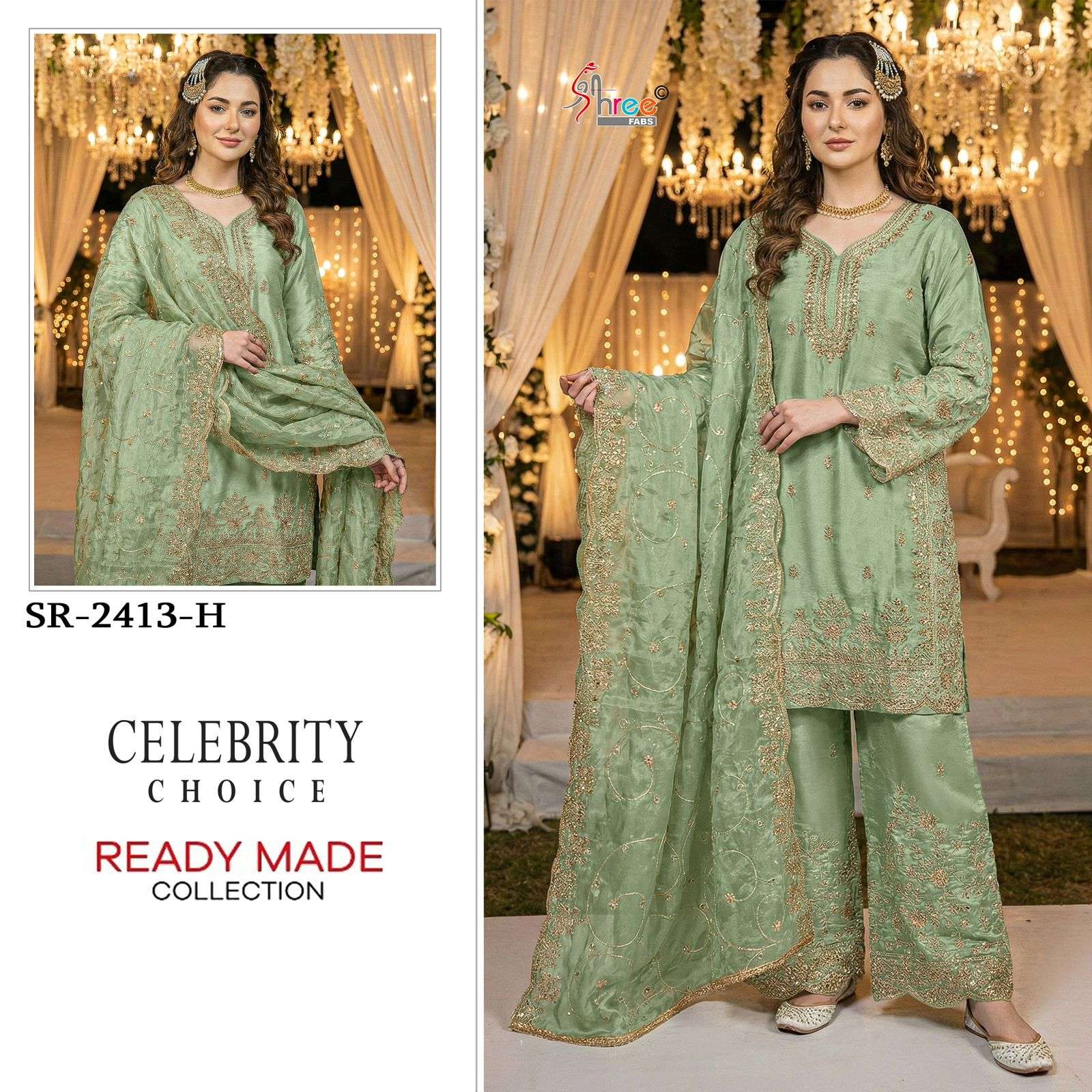 SHREE FABS CELEBRITY CHOICE SR 2413 SILK HEAVY EMBROIDERD DESIGNER WEDDING WEAR PAKISTANI SUIT