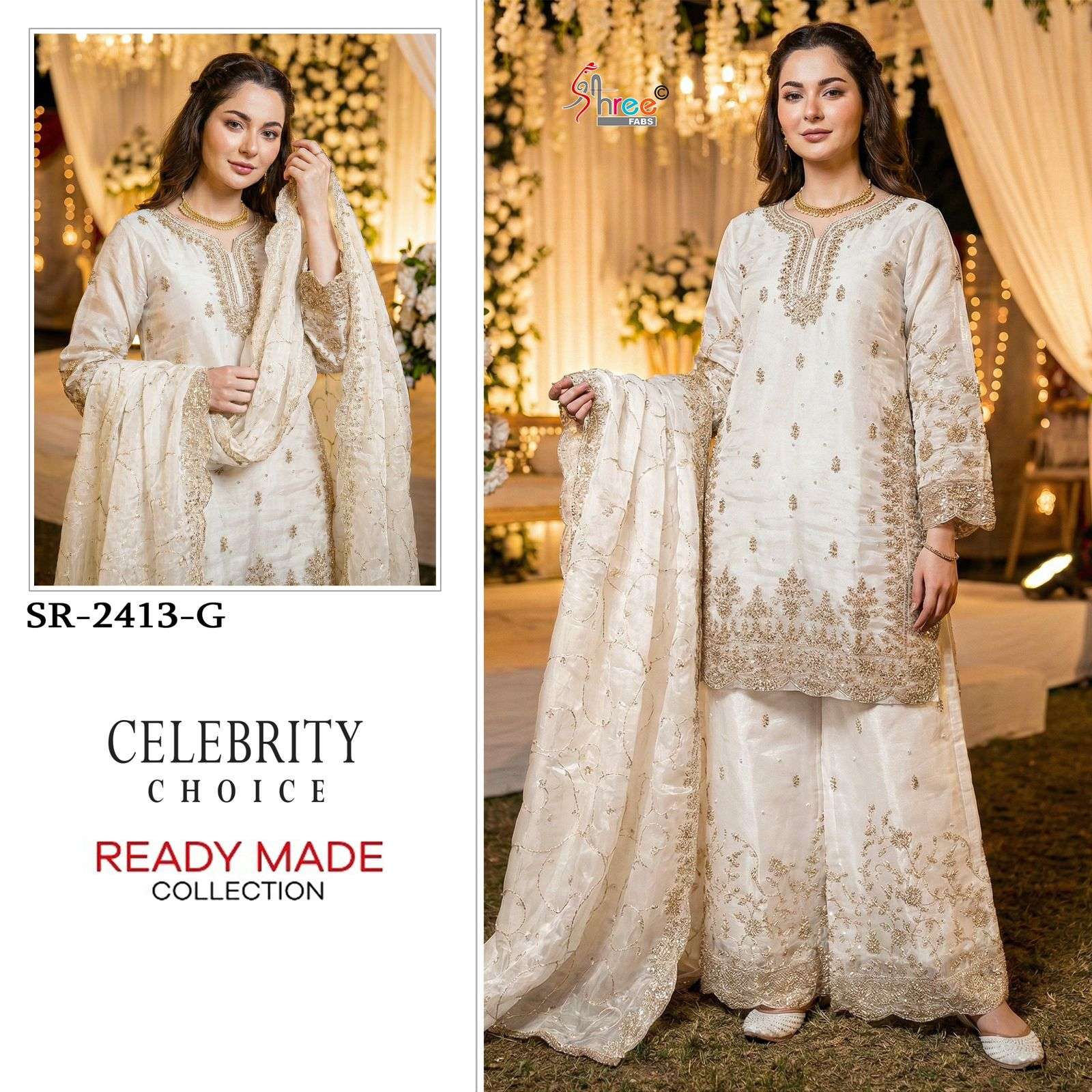 SHREE FABS CELEBRITY CHOICE SR 2413 SILK HEAVY EMBROIDERD DESIGNER WEDDING WEAR PAKISTANI SUIT