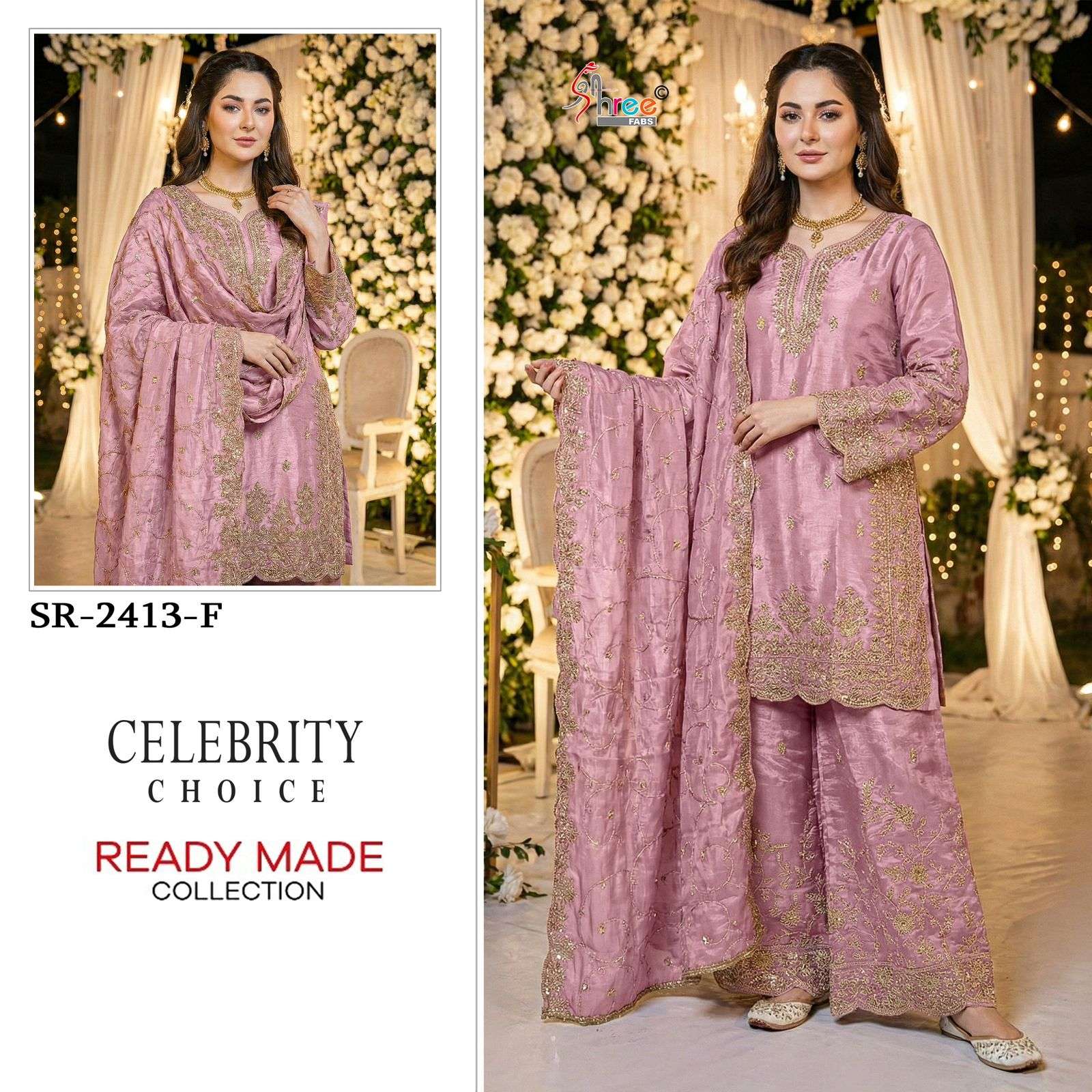 SHREE FABS CELEBRITY CHOICE SR 2413 SILK HEAVY EMBROIDERD DESIGNER WEDDING WEAR PAKISTANI SUIT