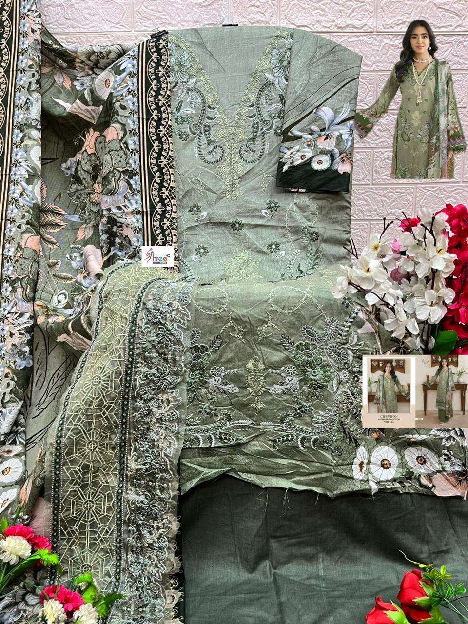 SHREE FABS CHEVRON PREMIUM COLLECTION VOL 14 COTTON EMBROIDERY WORK SALWAR KAMEEZ