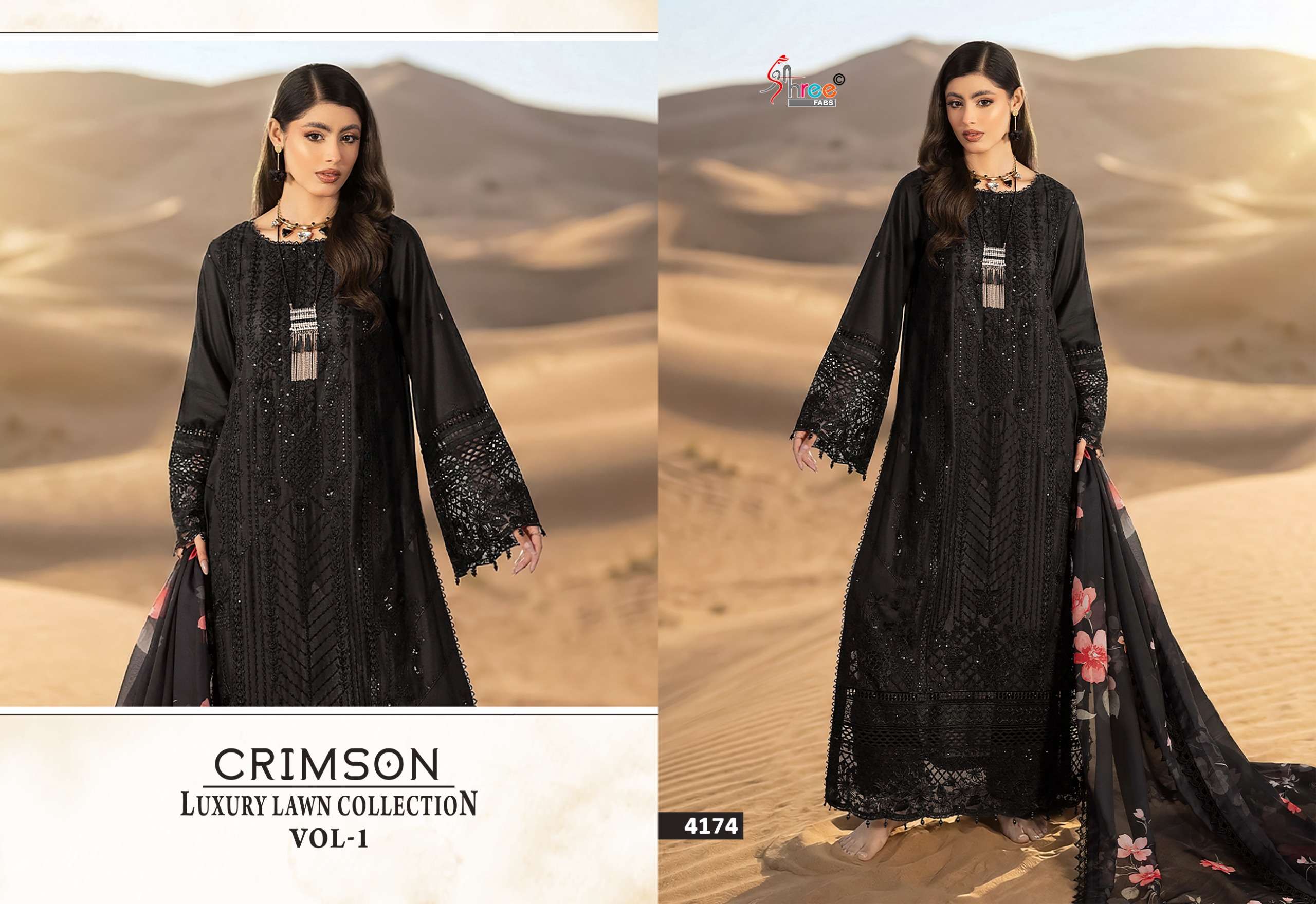 SHREE FABS CRIMSON LUXURY LAWN COLLECTION VOL 1 COTTON HEAVY EMBROIDERY DESIGNER SUIT