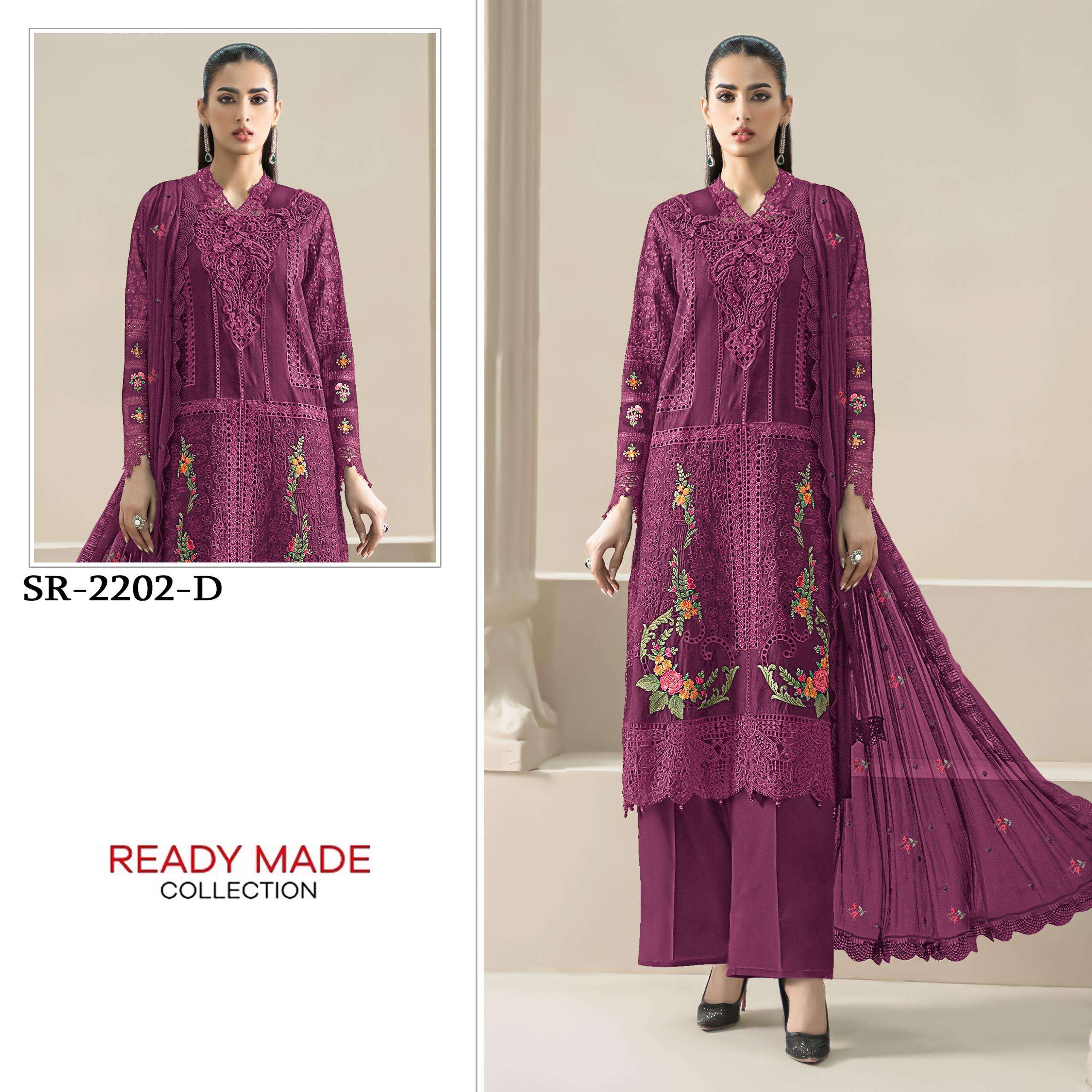 SHREE FABS D NO 2202 CHIFFON HEAVY EMBROIDERED DESIGNER READY MADE SUIT