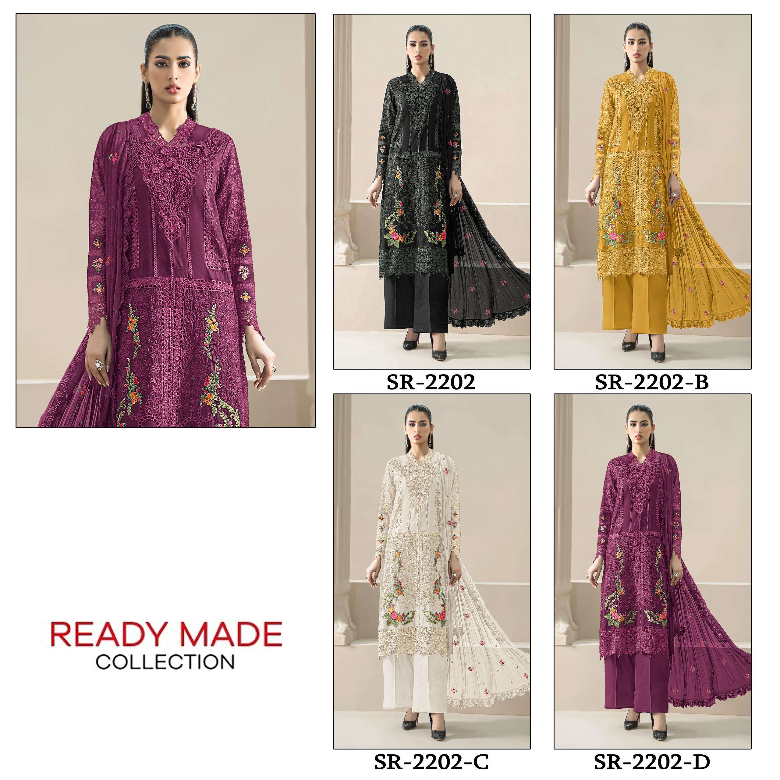 SHREE FABS D NO 2202 CHIFFON HEAVY EMBROIDERED DESIGNER READY MADE SUIT