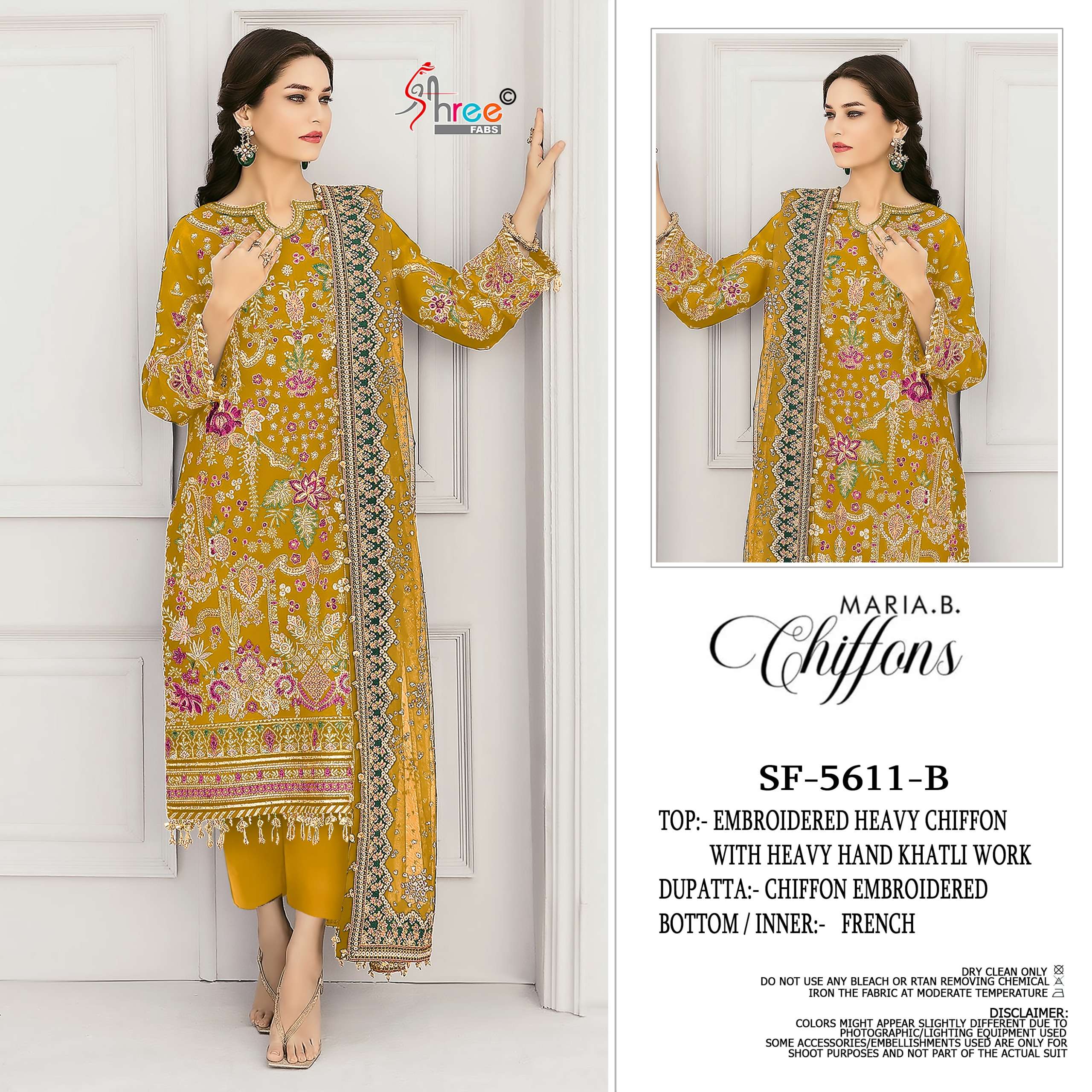 SHREE FABS D NO 5611 CHIFFON HEAVY EMBROIDERED DESIGNER PAKISTANI SUIT