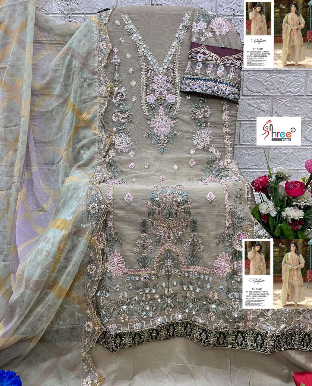 SHREE FABS K 5520 HEAVY EMBROIDERED DESIGNER WEDDING WEAR SUIT