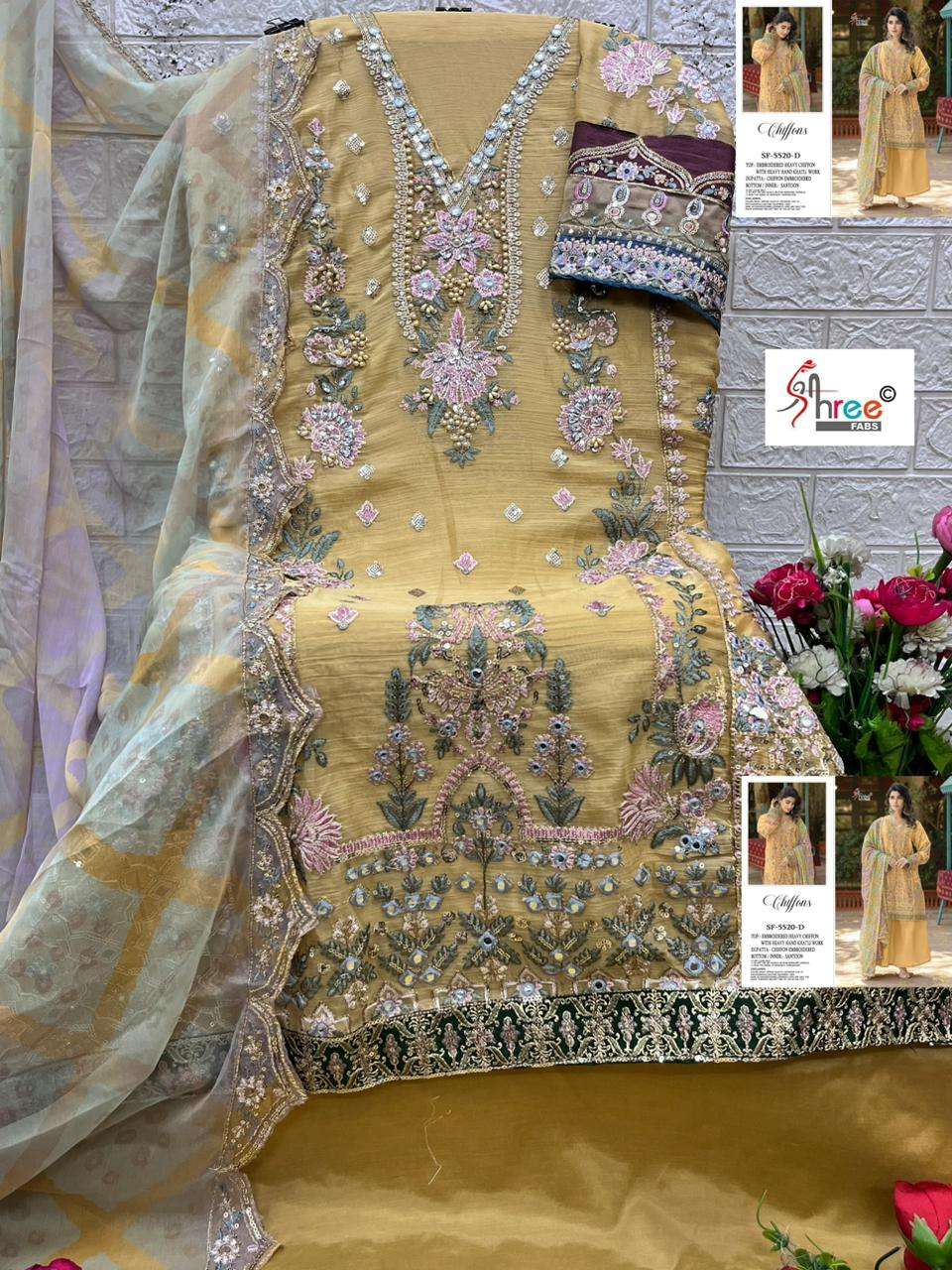 SHREE FABS K 5520 HEAVY EMBROIDERED DESIGNER WEDDING WEAR SUIT