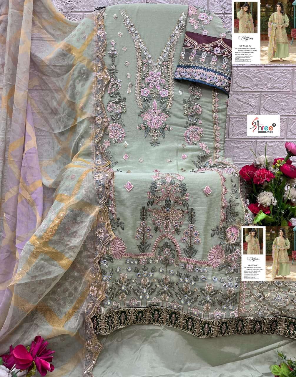 SHREE FABS K 5520 HEAVY EMBROIDERED DESIGNER WEDDING WEAR SUIT