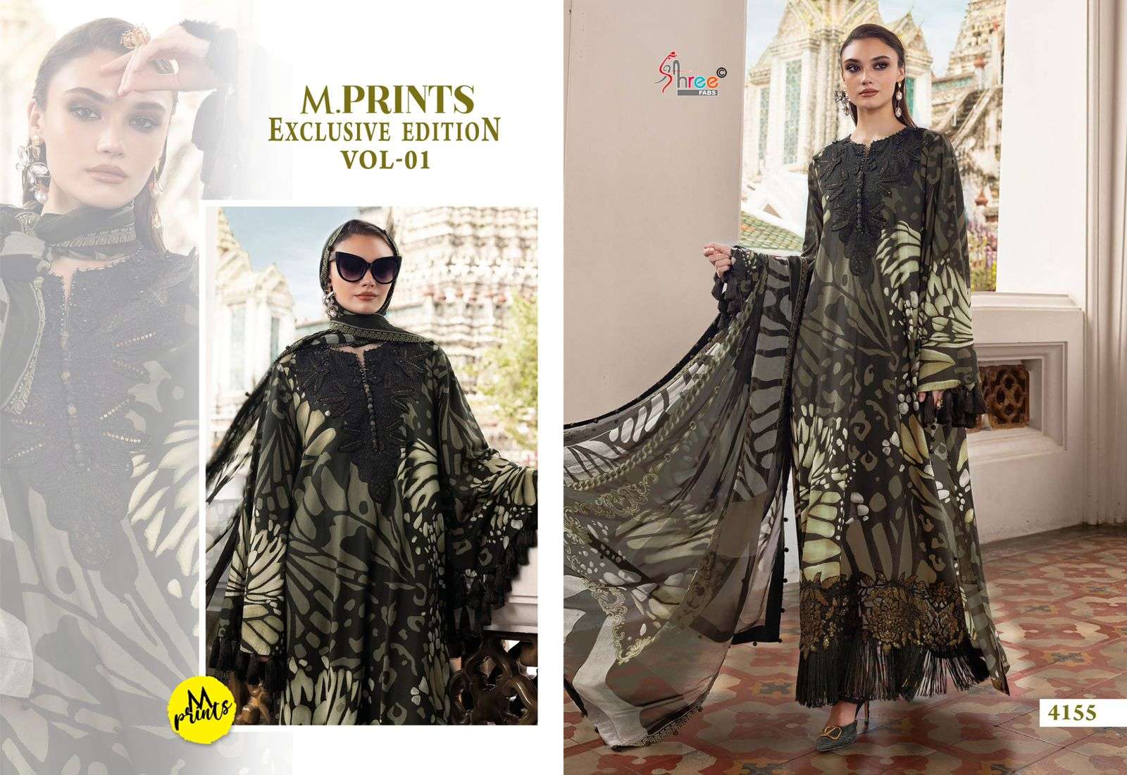 SHREE FABS M PRINTS EXCLUSIVE EDITION VOL 1 COTTON EMBROIDERY DESIGNER WORK SUIT