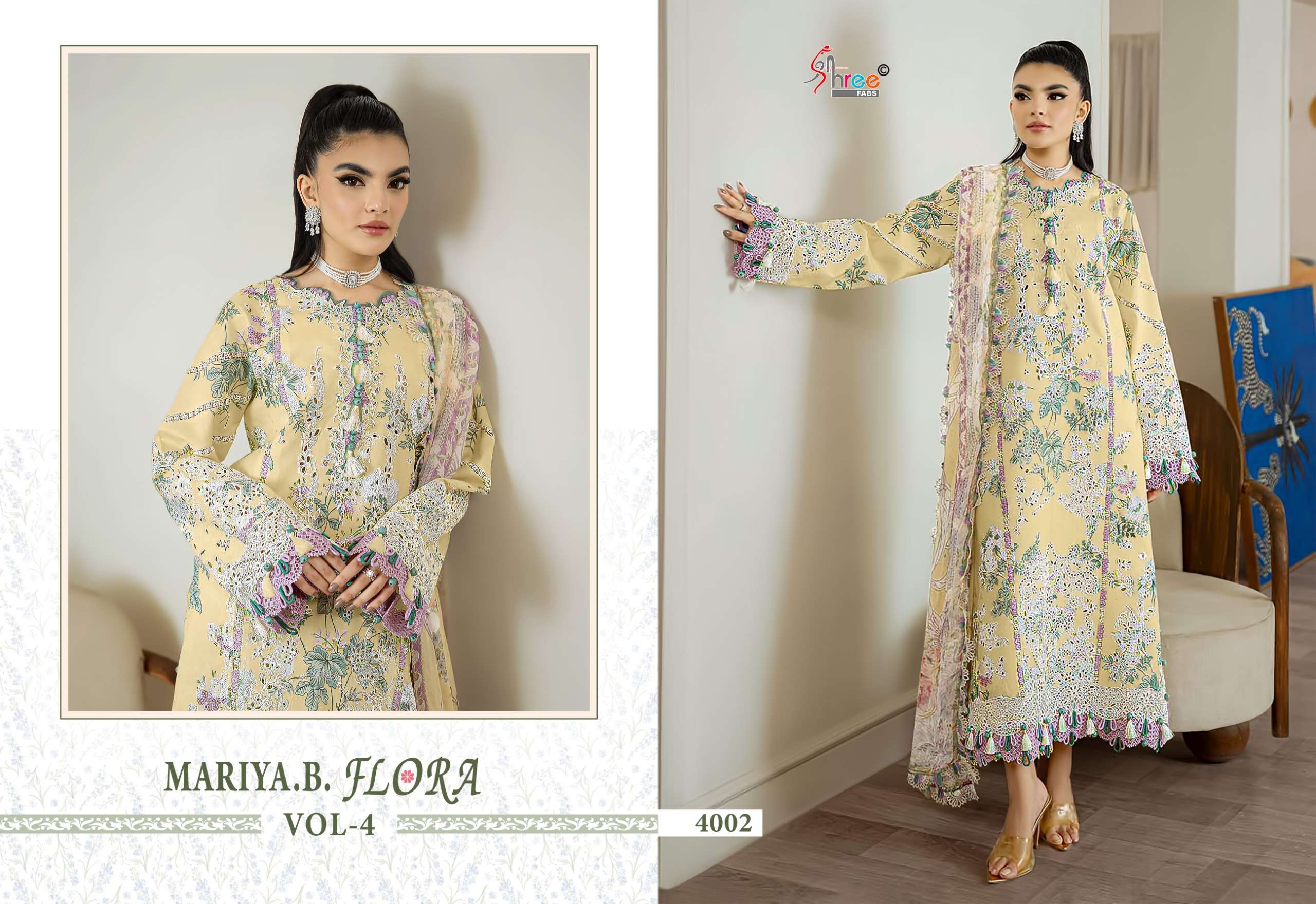 SHREE FABS MARIYA B FLORA VOL 4 COTTON PRINT WITH PATCH EMBROIDERY WORK SUIT