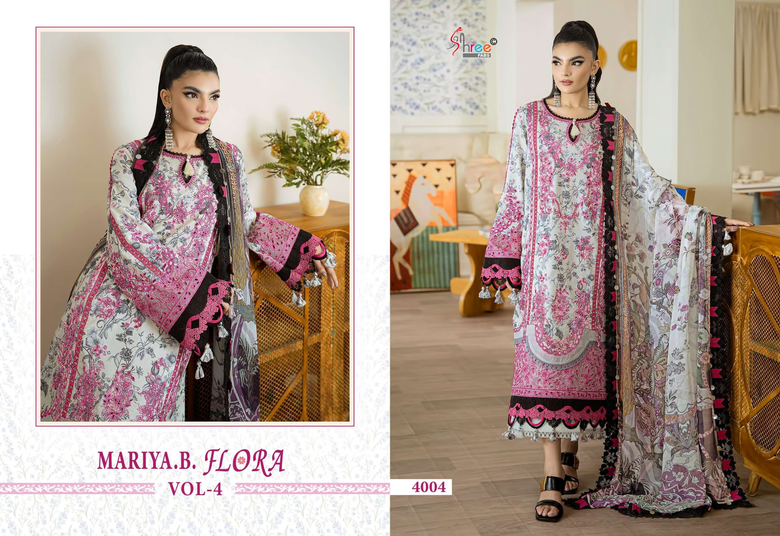 SHREE FABS MARIYA B FLORA VOL 4 COTTON PRINT WITH PATCH EMBROIDERY WORK SUIT