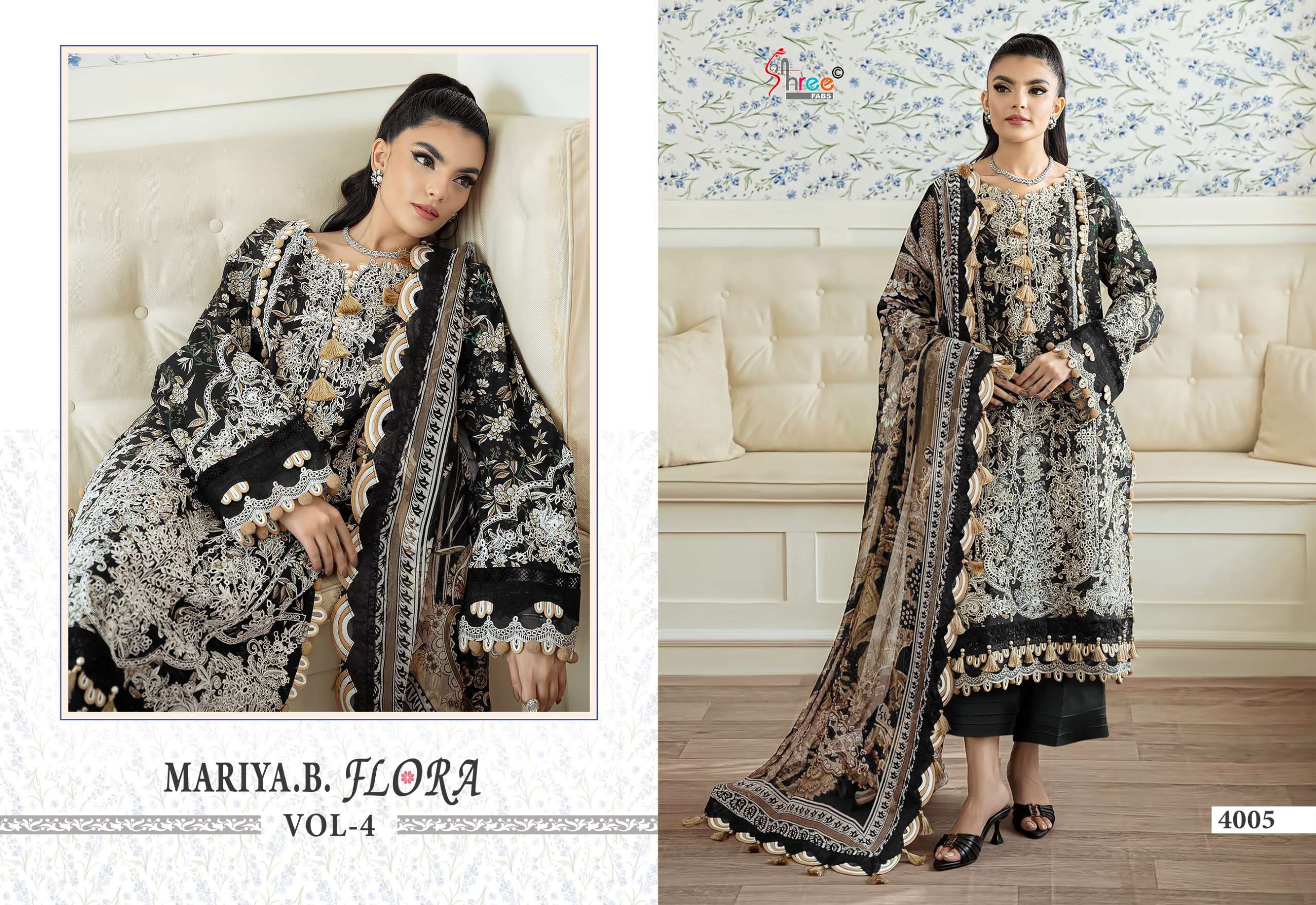 SHREE FABS MARIYA B FLORA VOL 4 COTTON PRINT WITH PATCH EMBROIDERY WORK SUIT