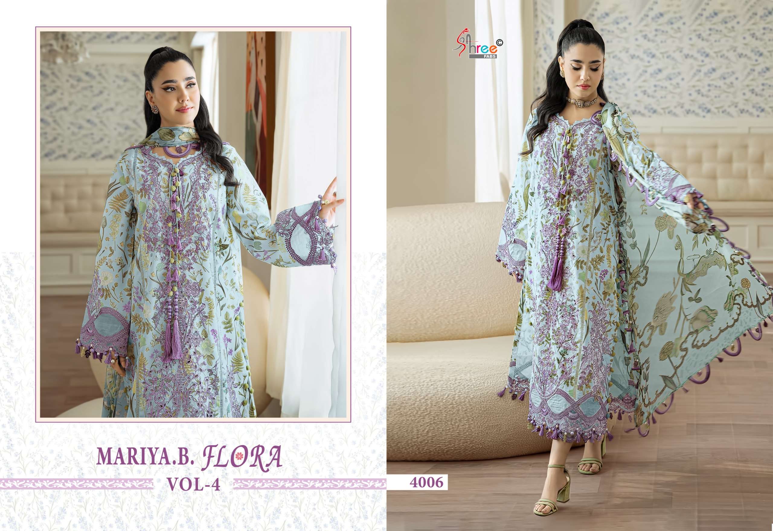 SHREE FABS MARIYA B FLORA VOL 4 COTTON PRINT WITH PATCH EMBROIDERY WORK SUIT