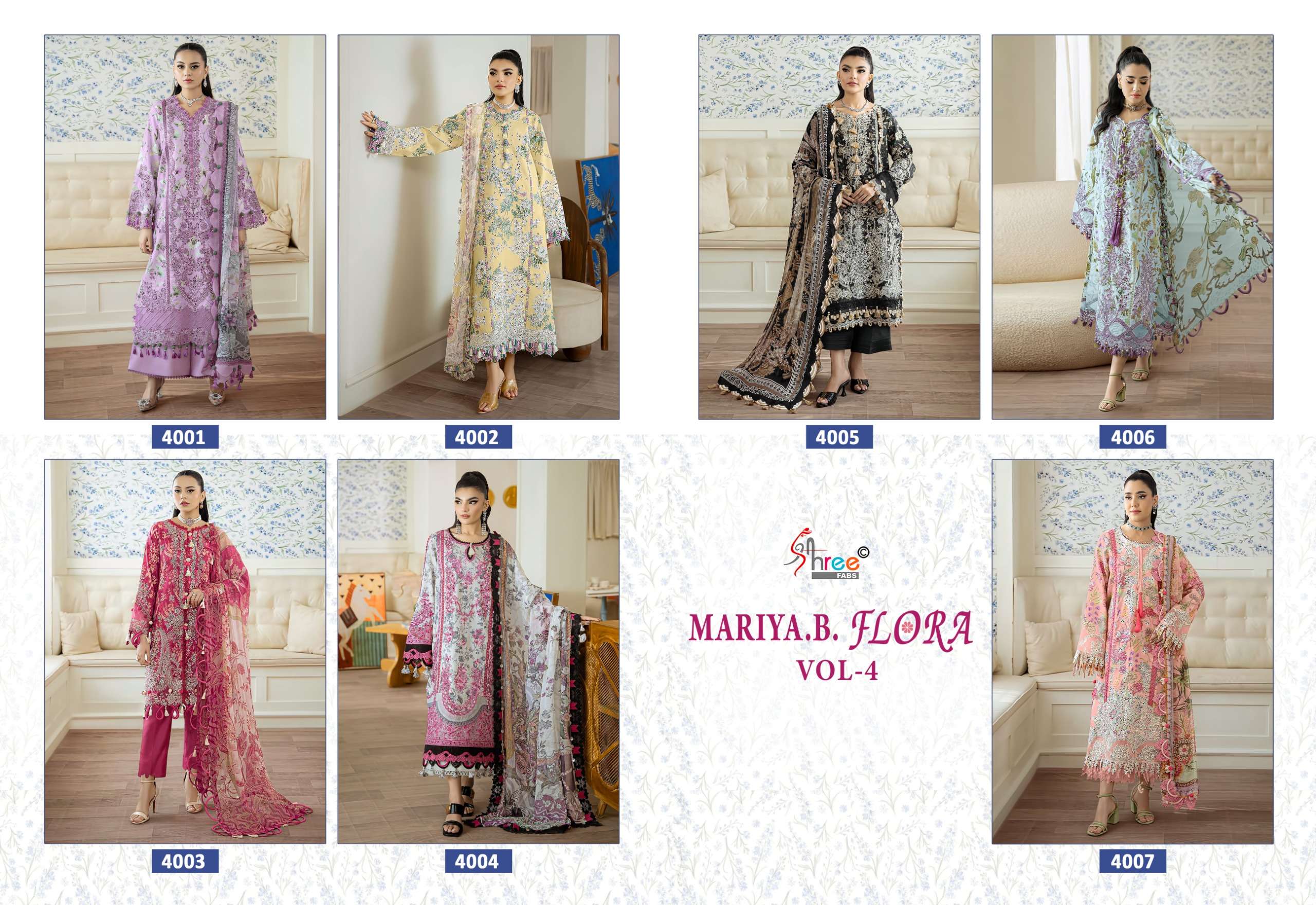 SHREE FABS MARIYA B FLORA VOL 4 COTTON PRINT WITH PATCH EMBROIDERY WORK SUIT